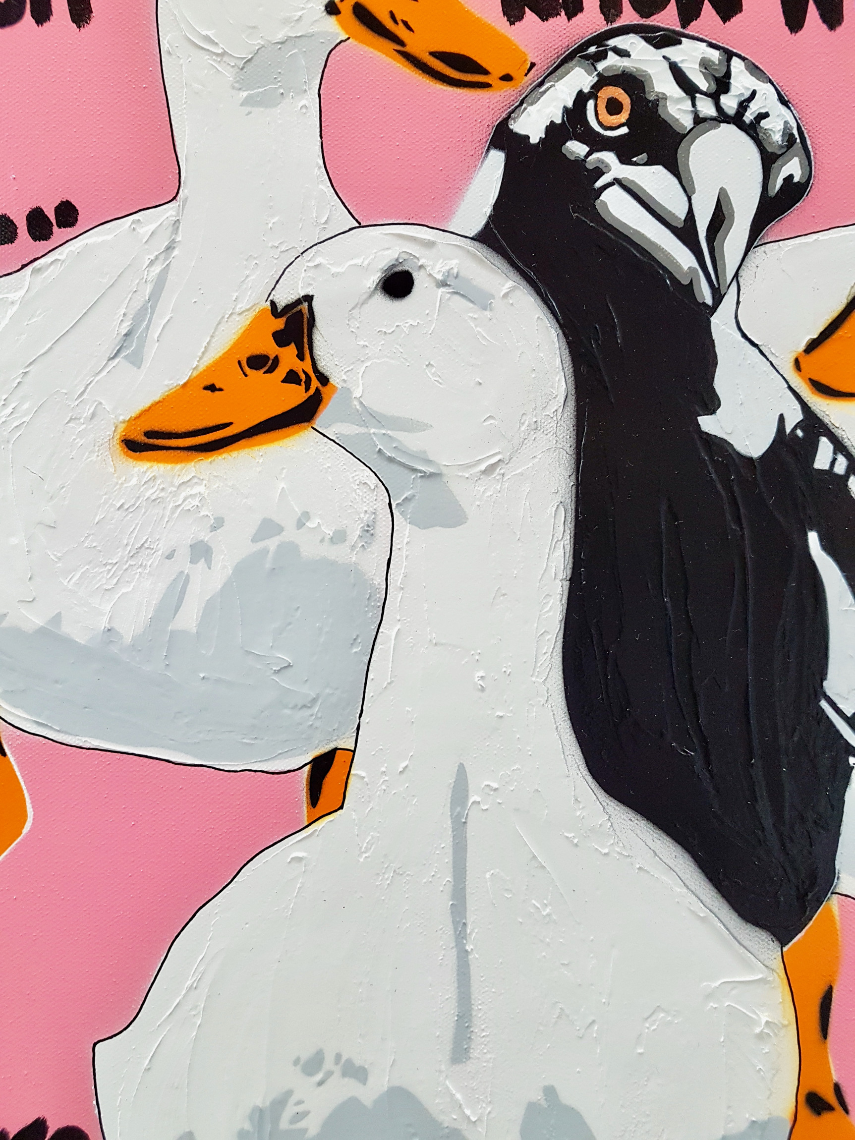 Ducks In A Row! Pink Pop Art Deborah Lang Art Urban Canvas 4