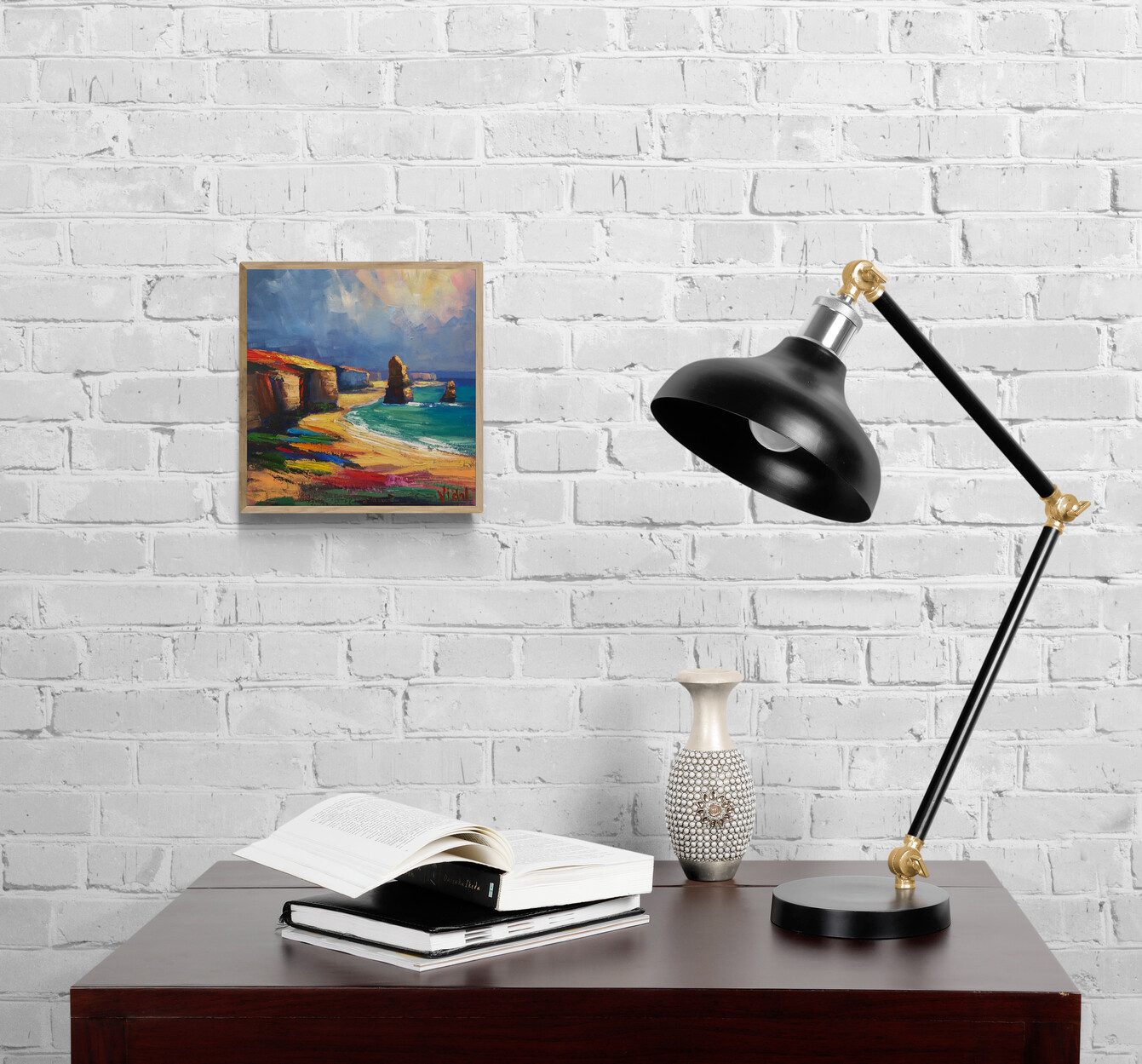 Small Desk With Black Lamp
