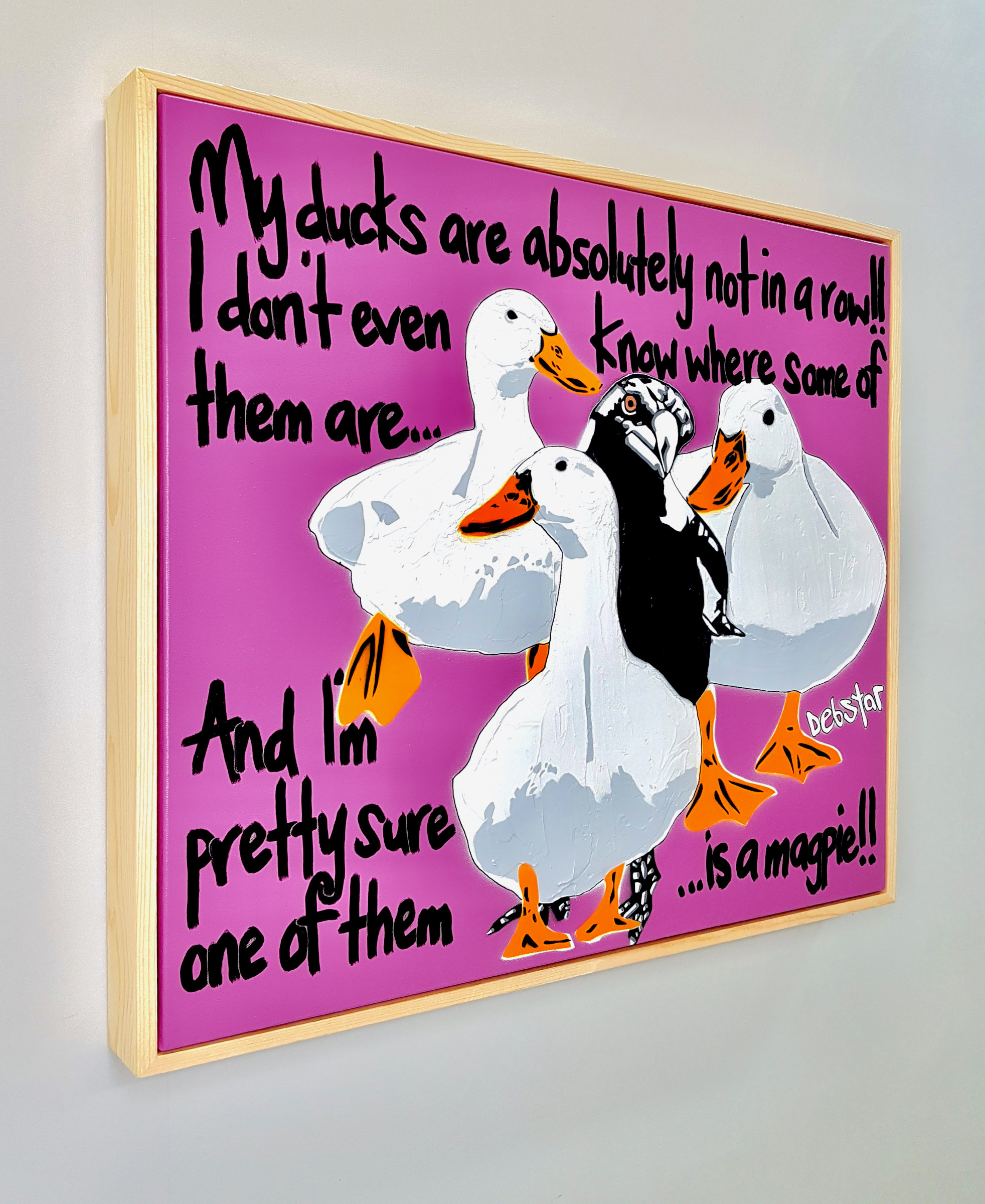 Ducks In A Row! Magenta Pop Art Deborah Lang Art Urban Canvas 3