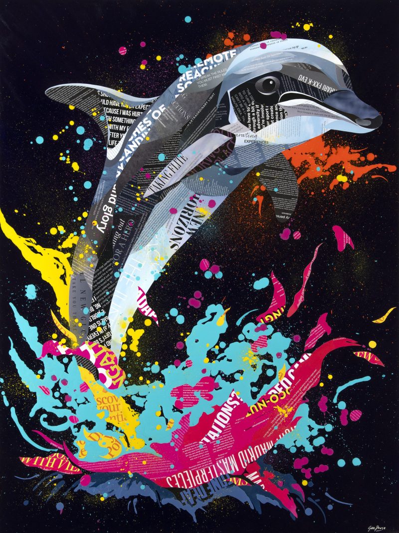 Dolphin Splash – Original Collage