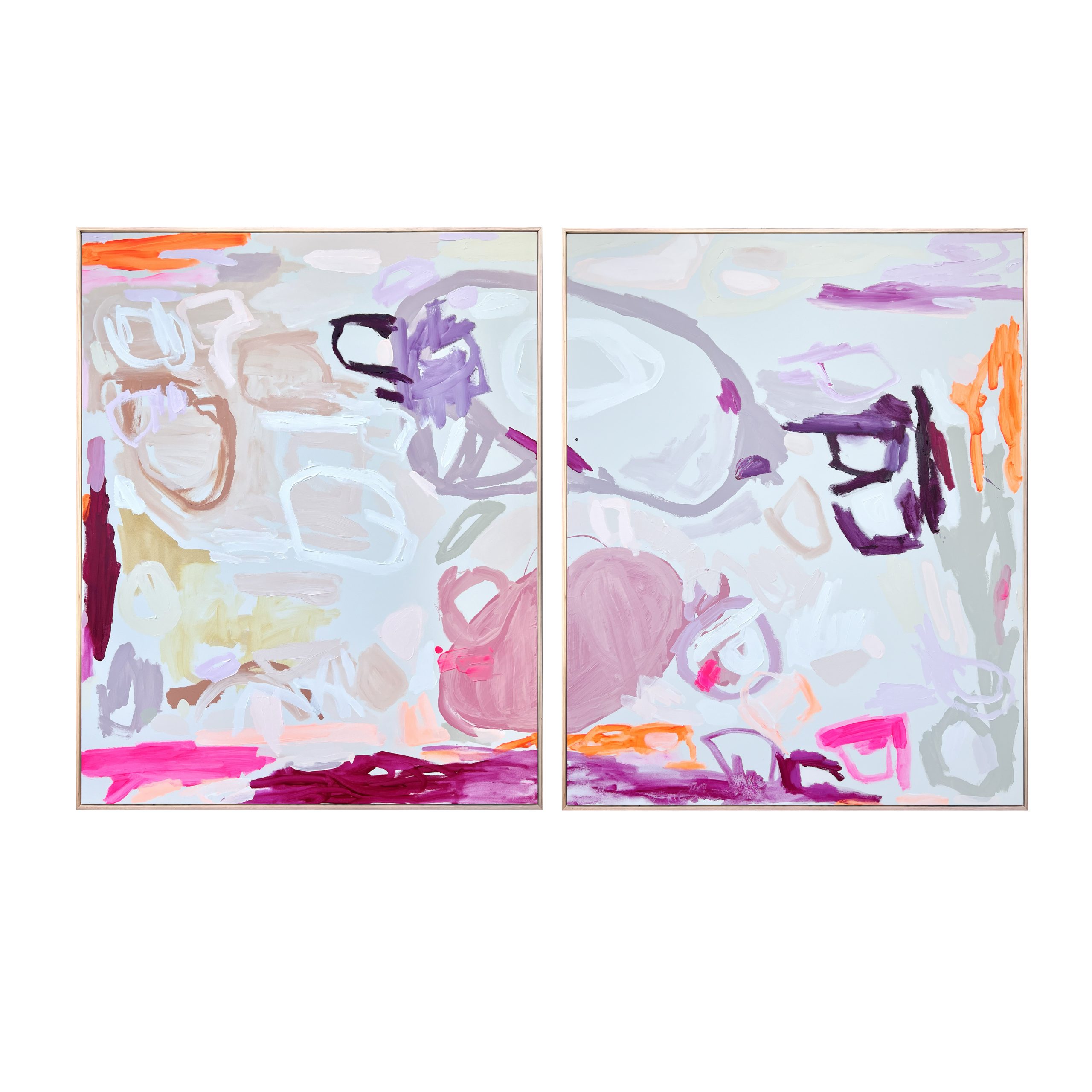 Crossing Paths Rebecca Koerting Pink Modern Abstract Frame Diptych Copy