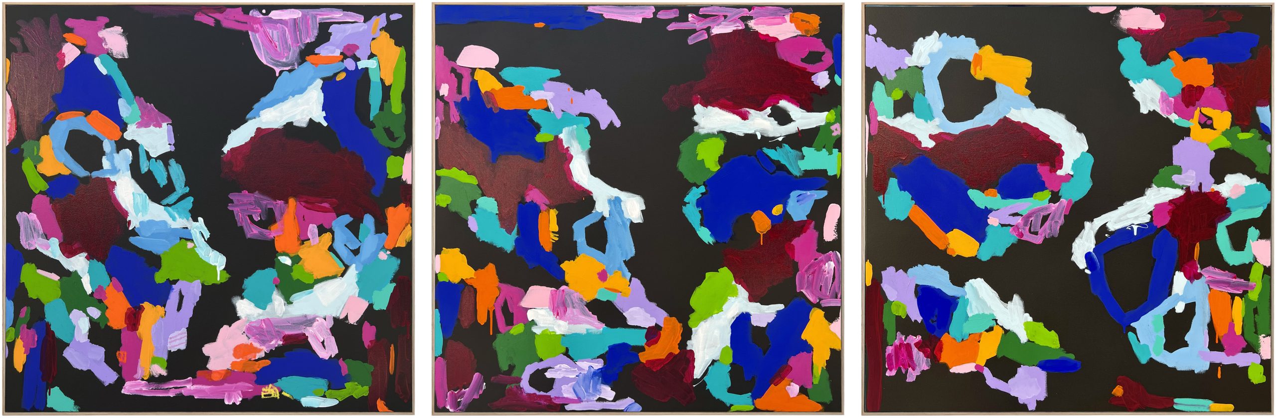 Connecting Dreams Triptych Rebecca Koerting Pink Modern Abstract Frame Ar