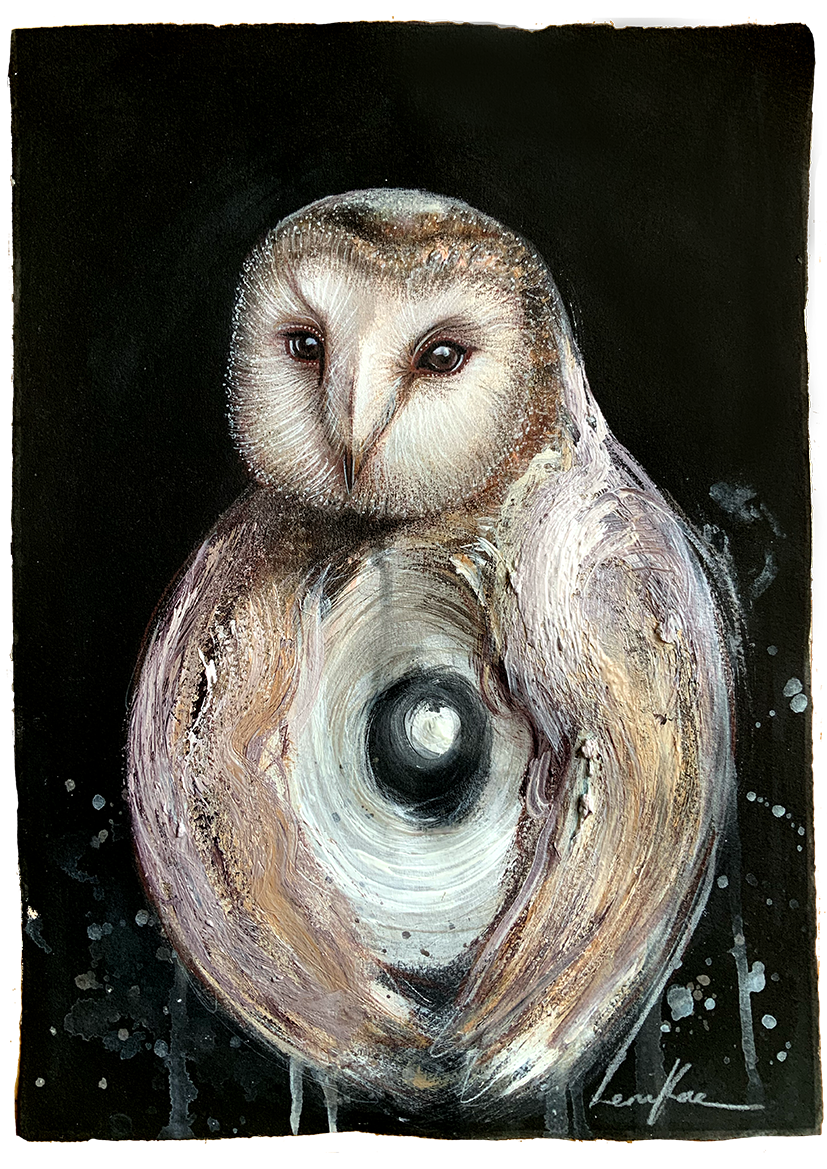1. Sydney Artist Leni Kae Athenas Owl Works On Paper