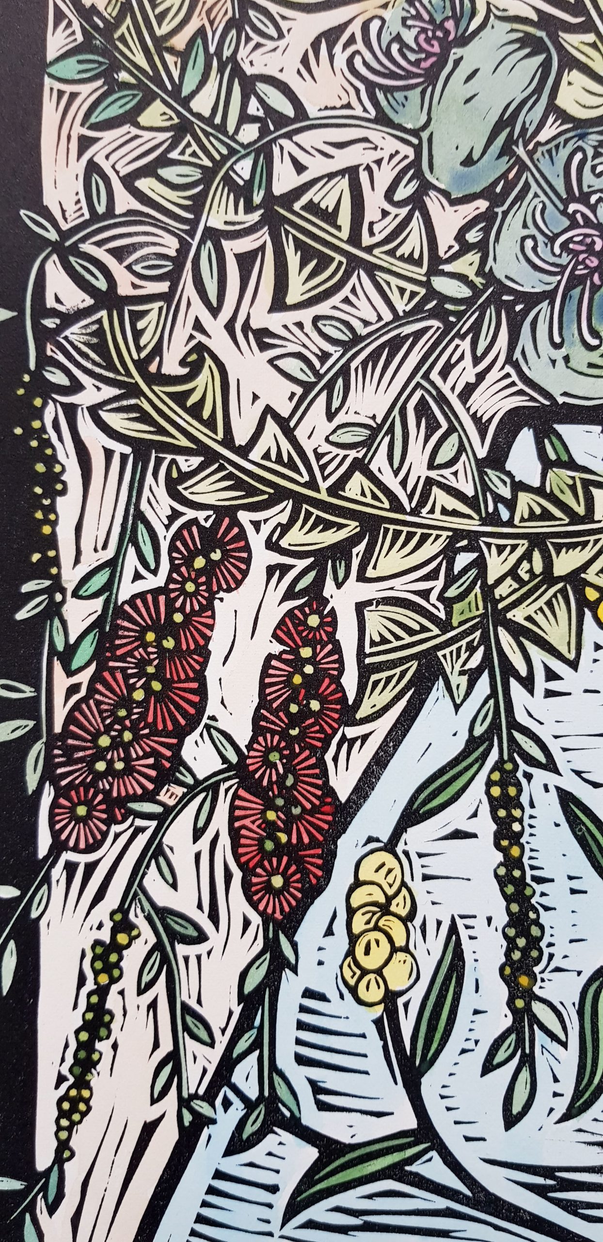 Wattle Vase 5 Of 5 By Nicola Cowie Lino Print