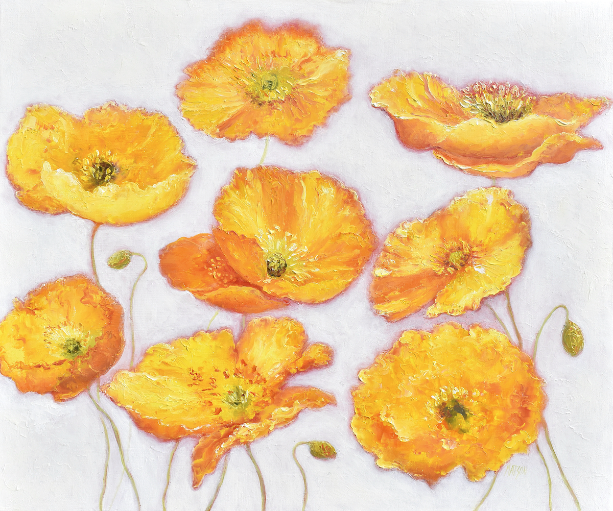 Yellow Poppies Flower Painting By Jan Matson