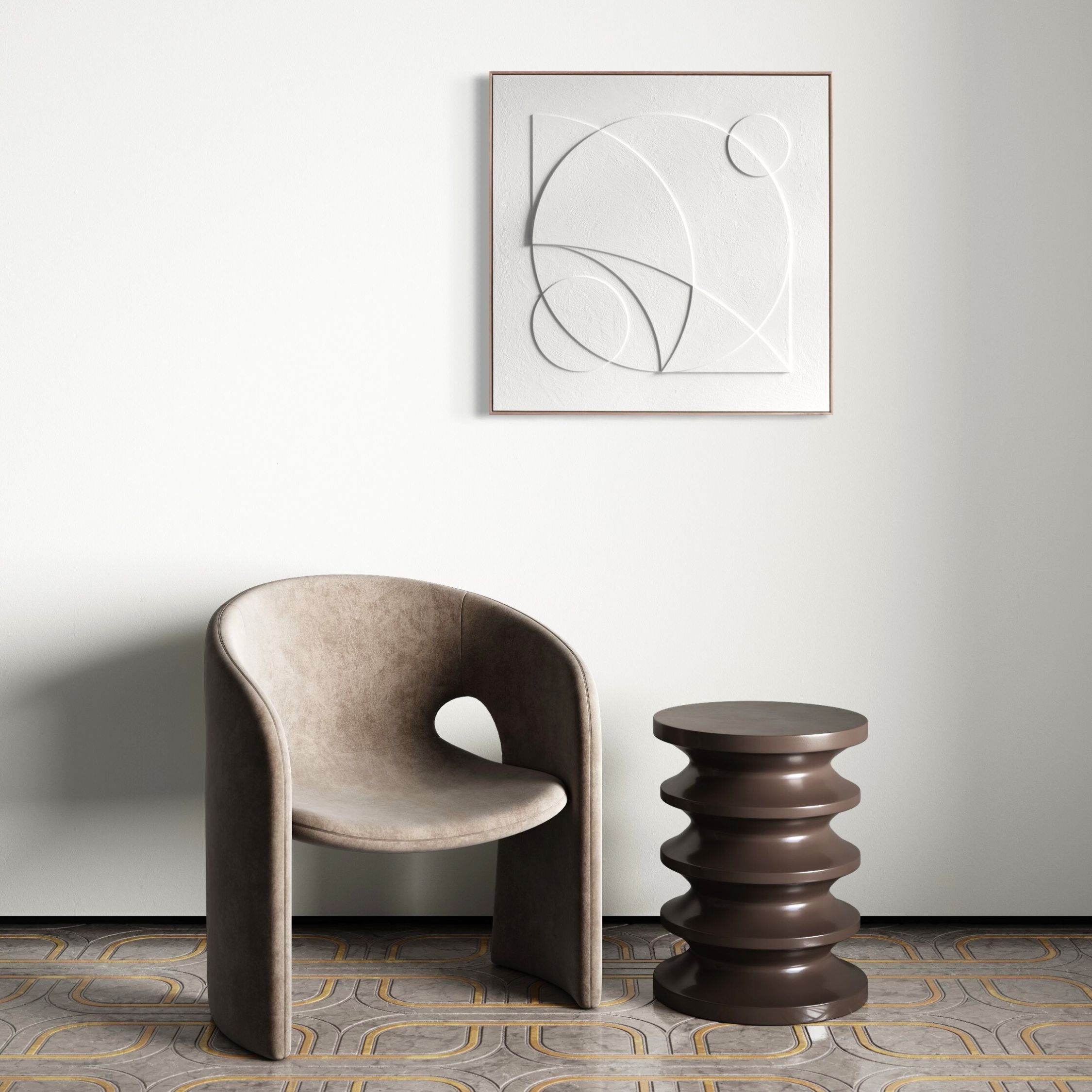 Halo Ltd Ed Artwork Sureen Gouws Art Wall Sculpture Natural White 60 X 60cm Setting 4.