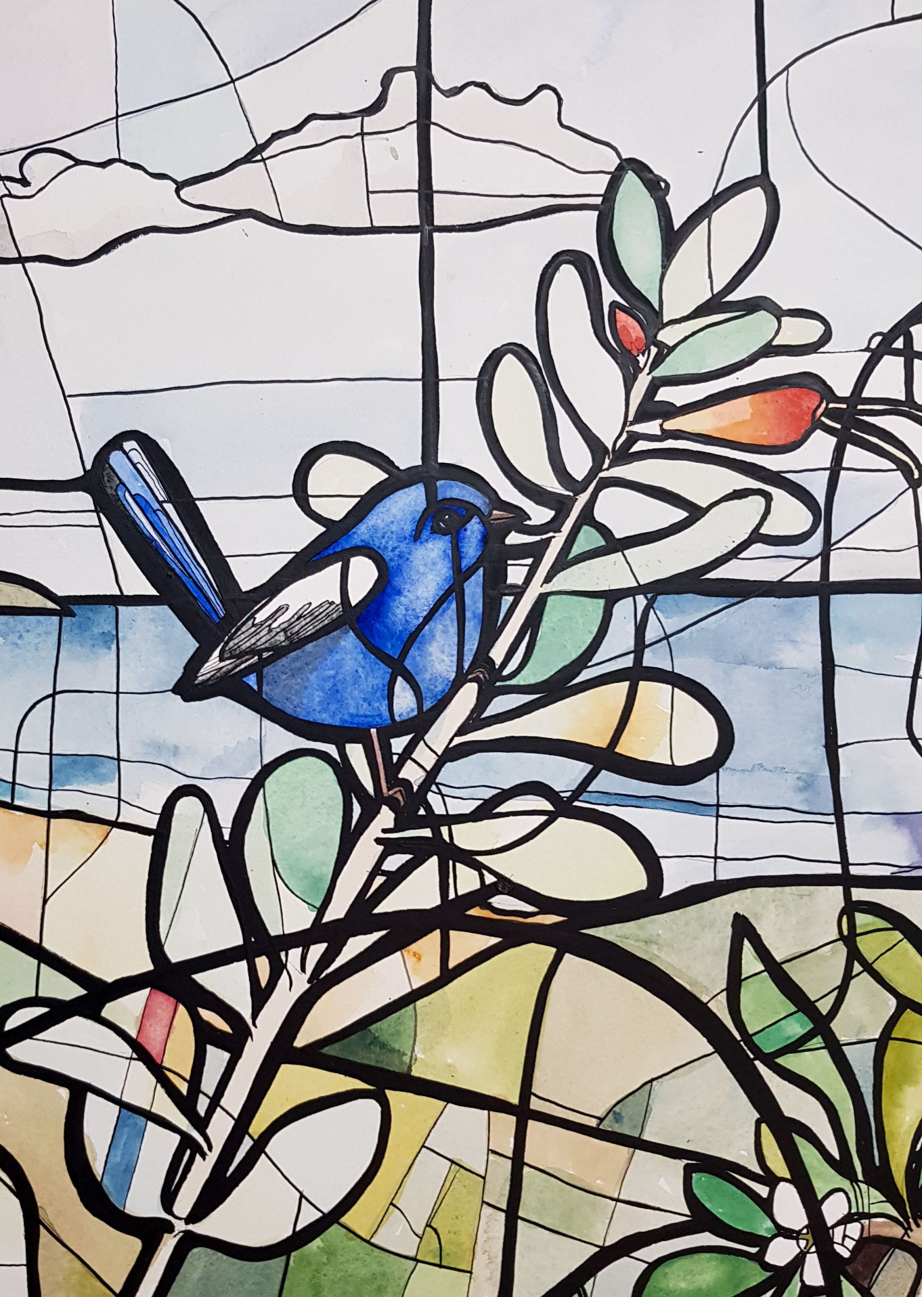 Over The Dunes By Nicola Cowie Blue Wren