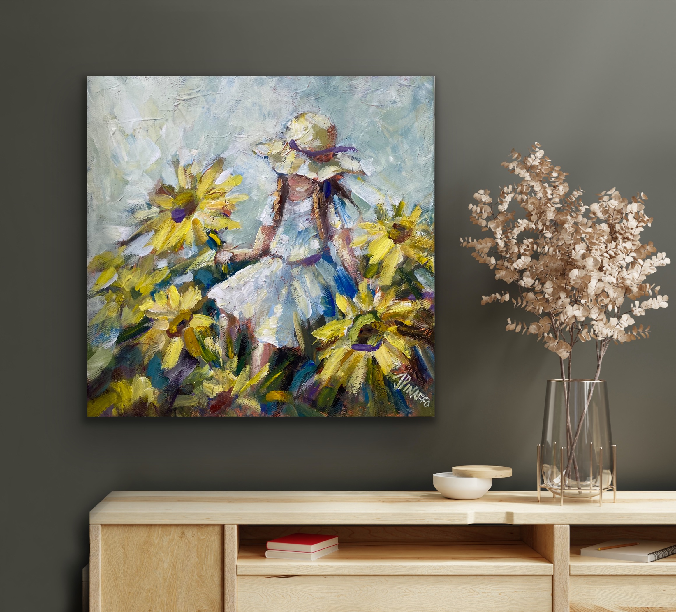 Little Girl And Sunflowers (1)