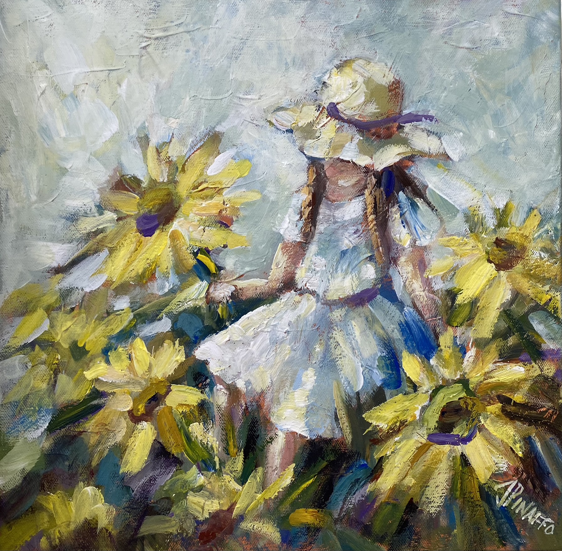 Little Girl And Sunflowers (3)