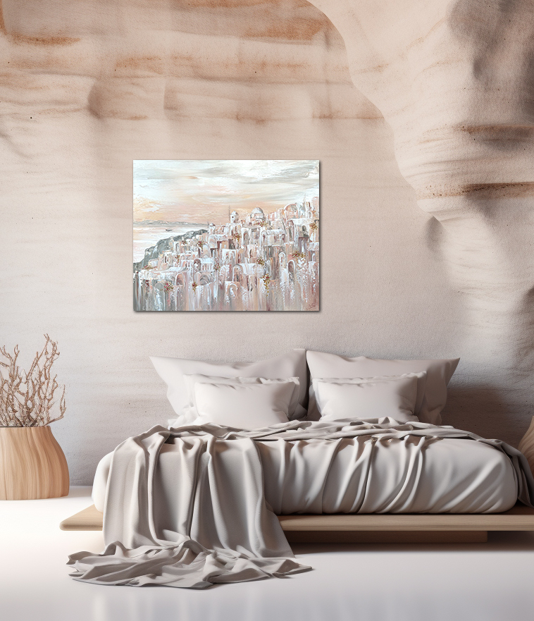 Santorini Sunset Dreams Wall Art Mockup