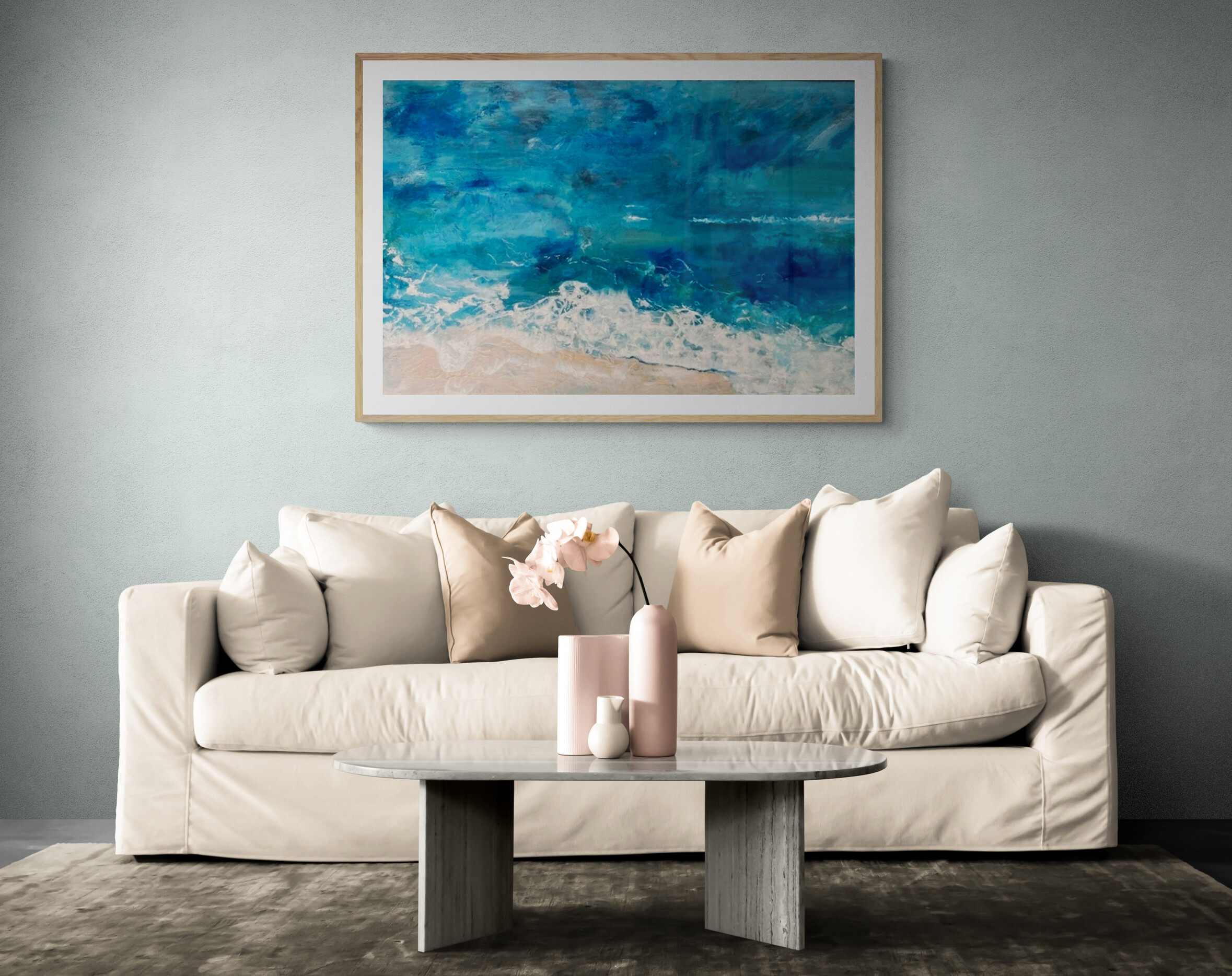 Bright Living Room With Sofa And Coffee Table