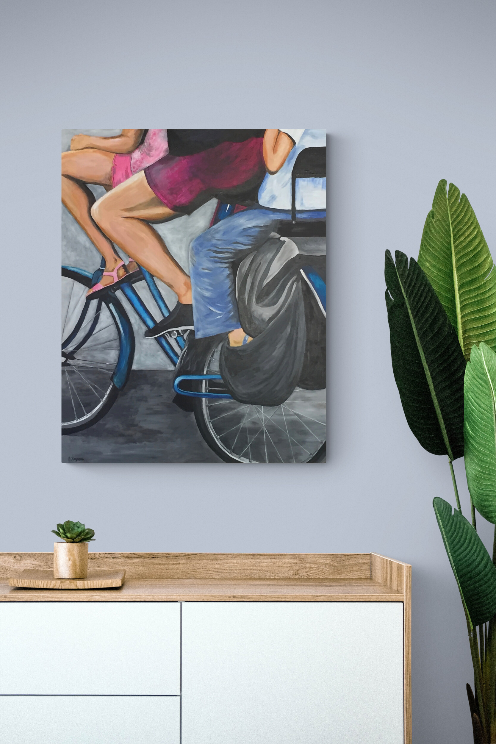 White Wooden Cabinet And Large Plant