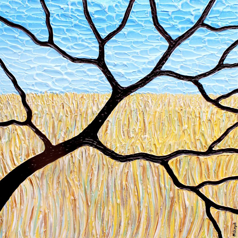 Tree in Australiana Wheat Fields textured abstract impasto – SOLD