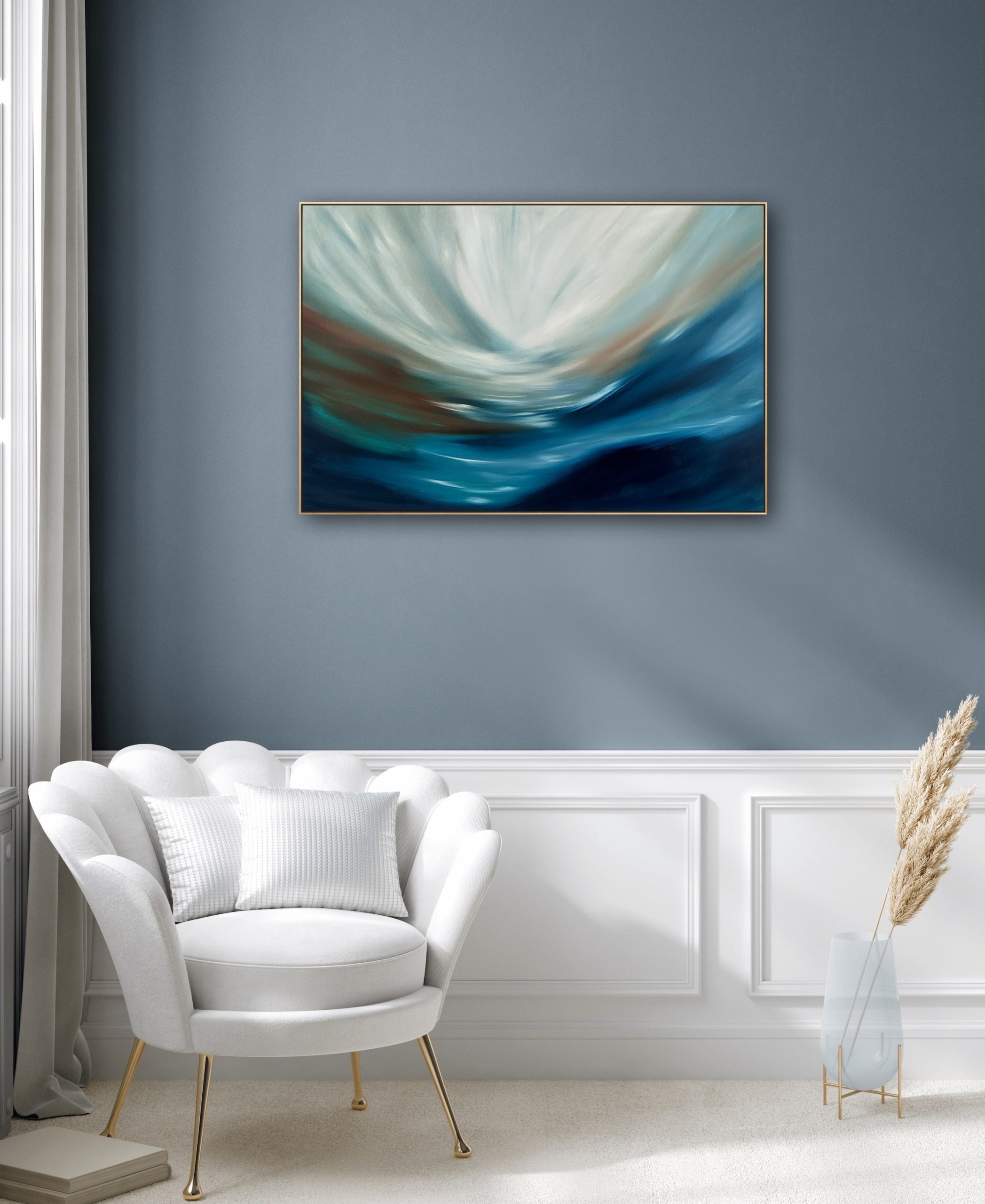 Alanah Jarvis Abstract Art Grey And White Interior