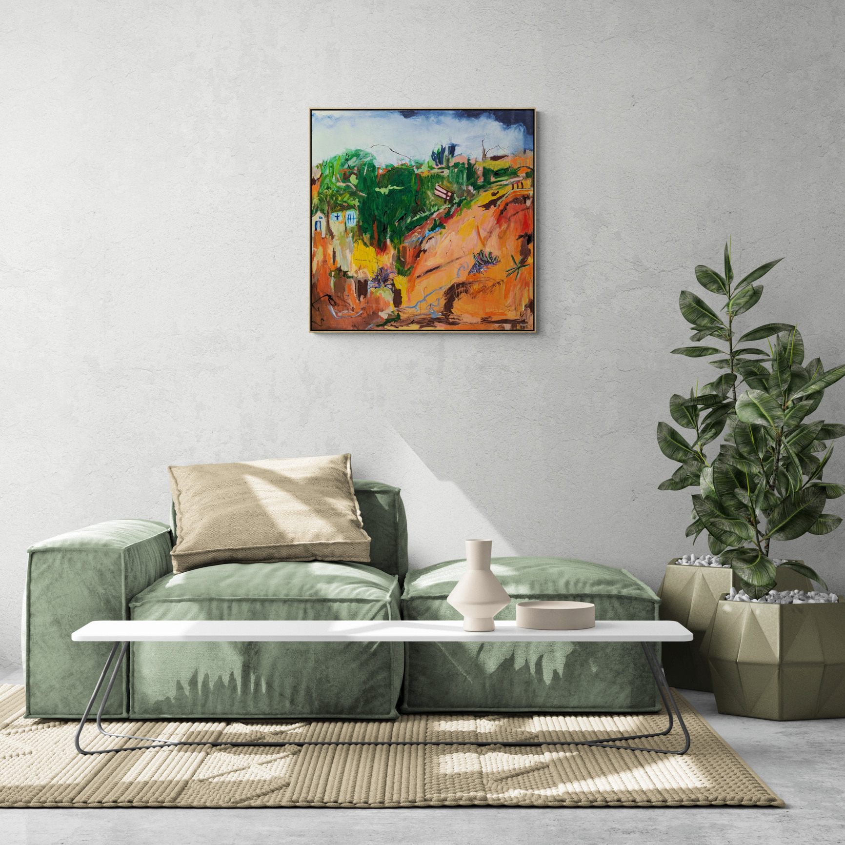 Modern Living Room With Tropical Plants