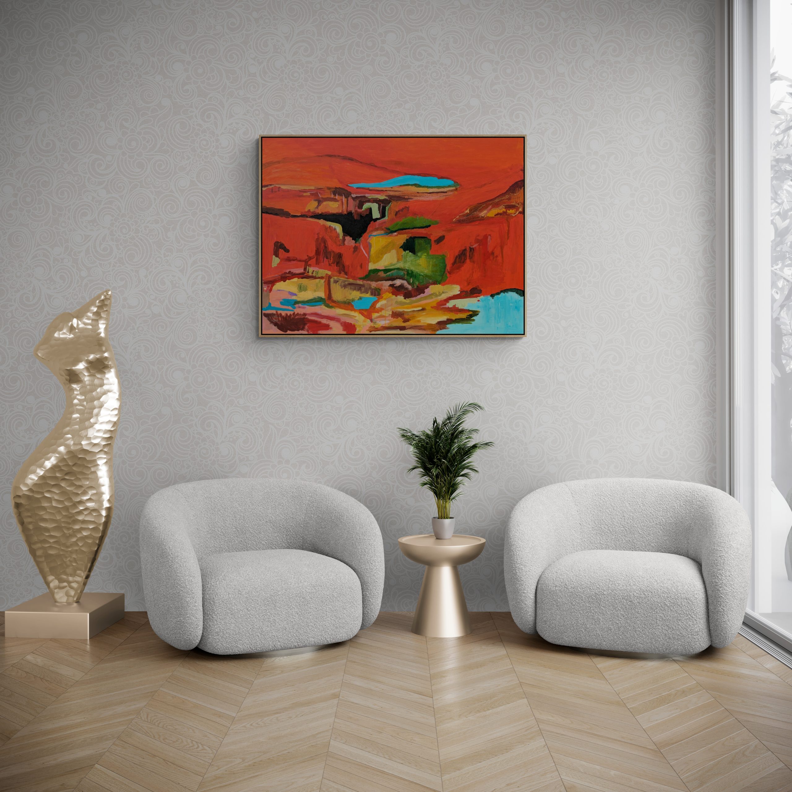 Living Room With Armchairs And Sculpture (2)