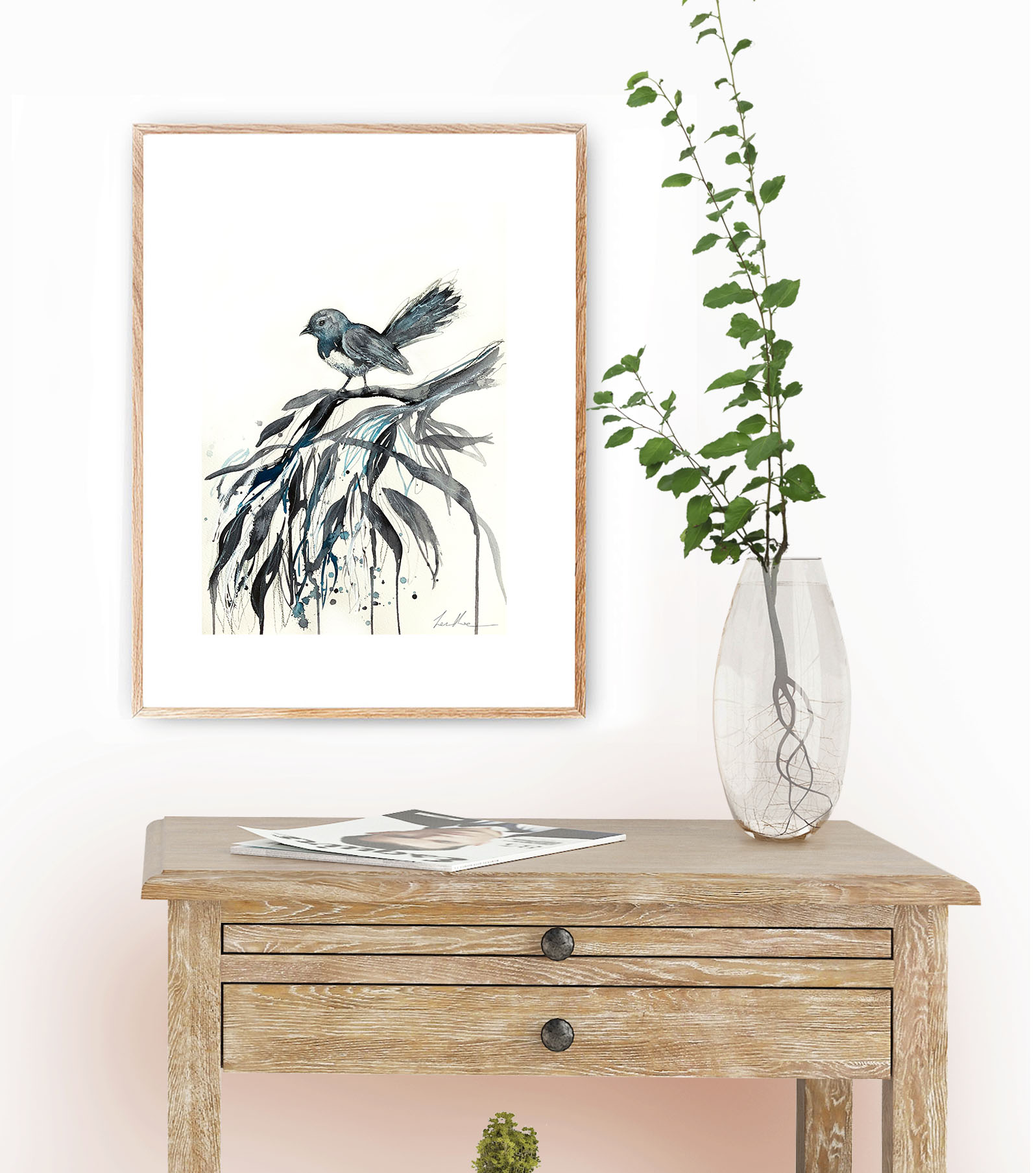 Sydney Artist Leni Kae Willy Wagtail Art Interior Design Bedroom