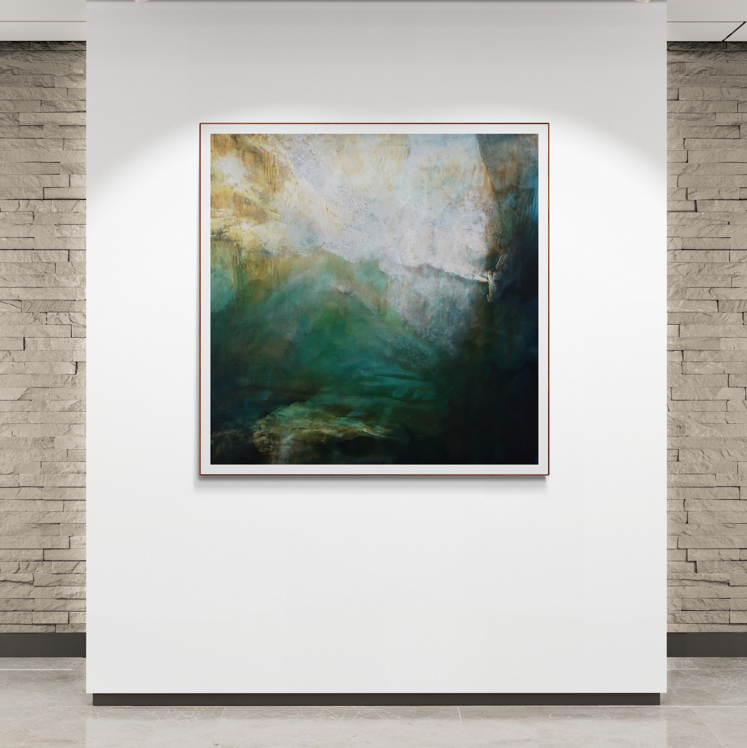 Canvy In Calm Water Cropped Art Gallery Wall With Brick Background