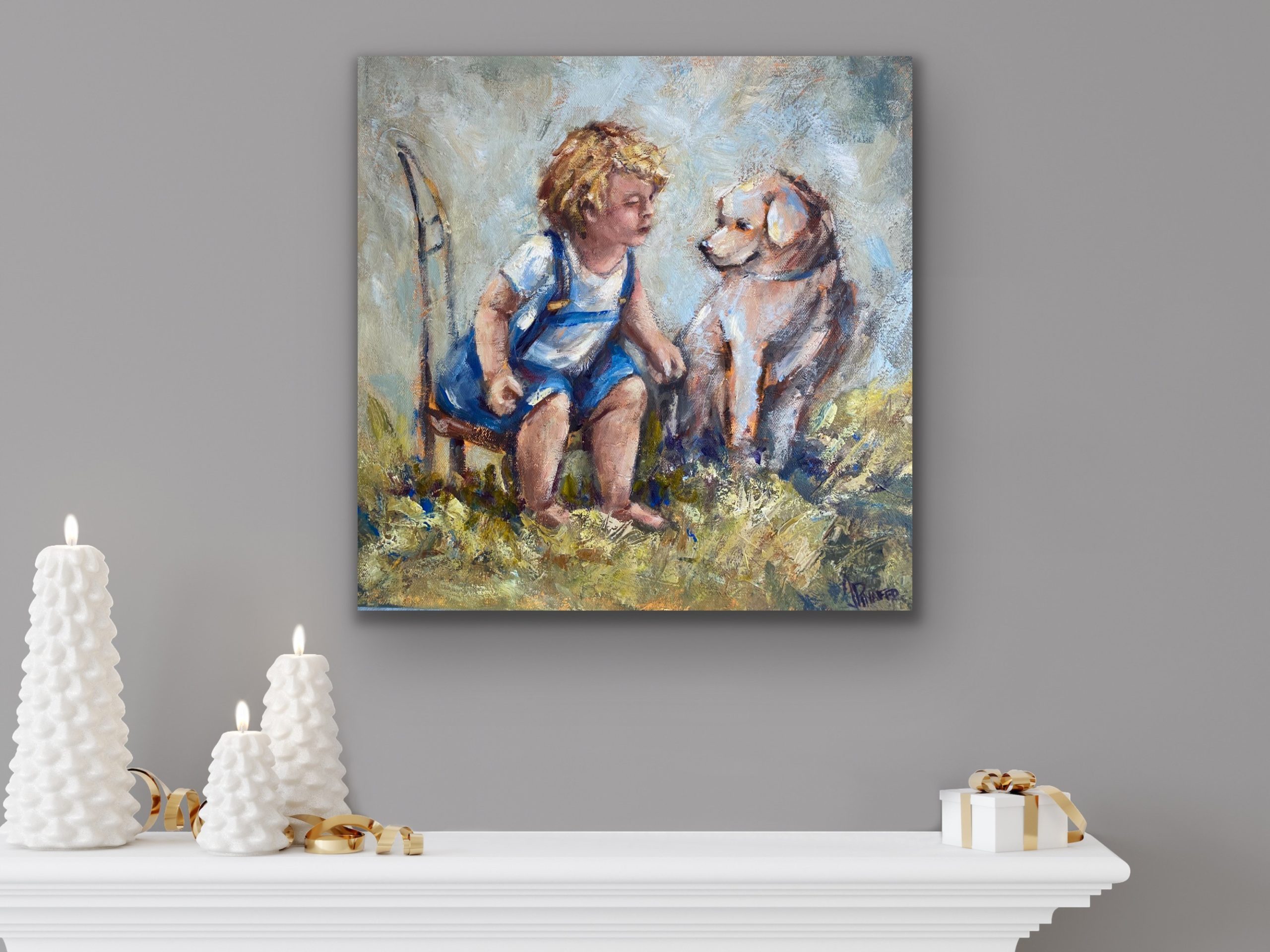 Little Boy And His Dog Insitu