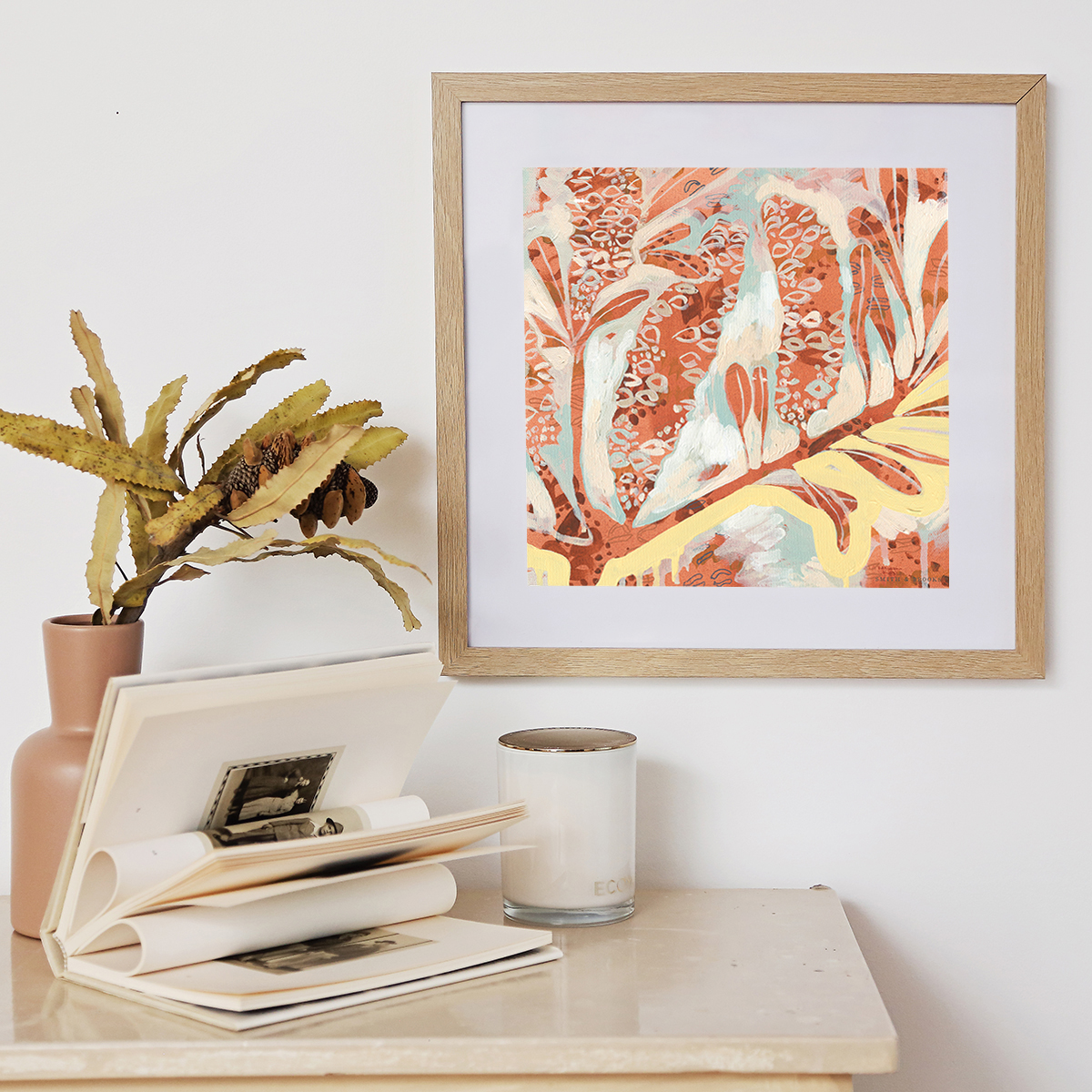 Lr 02 Coastal Banksia Muse Ii Smith & Brooks Art Abstract Landscape Floral Art Coastal Style Beach Interiors Ready To Hang Australian Art