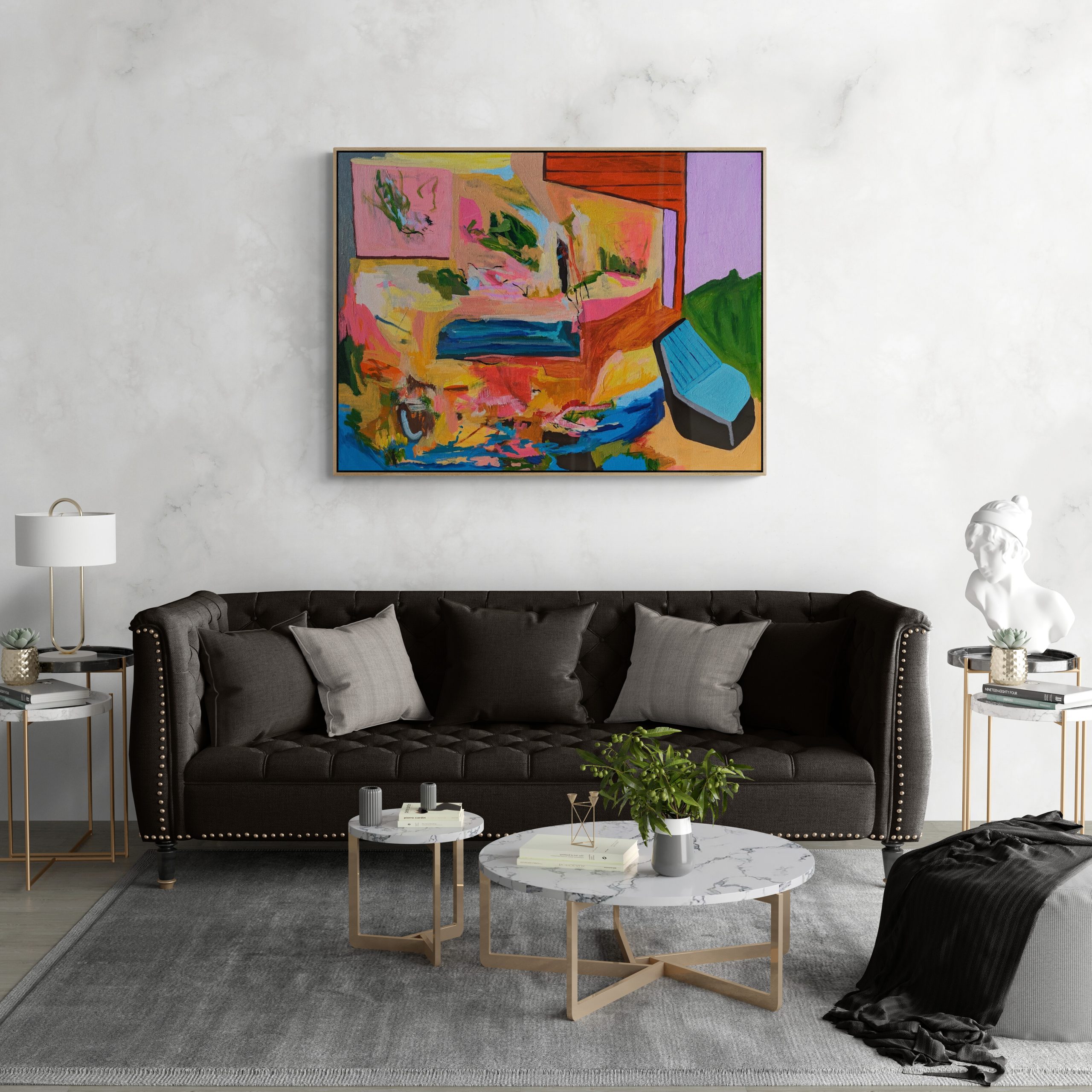 Fancy Living Room With Modern Bust (3)