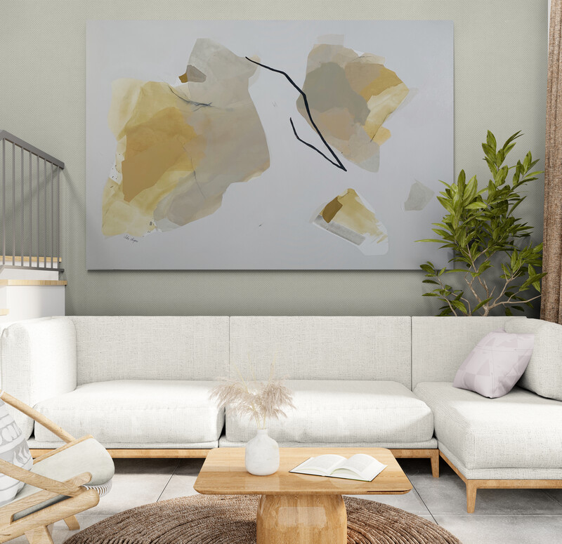 Living Room With Sofa And Leafy Plant