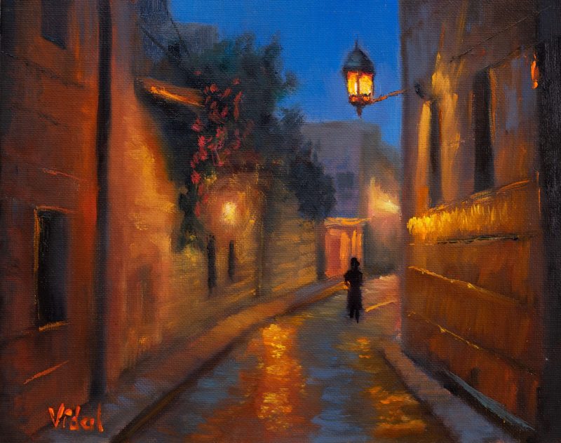 Night street in a Medieval City