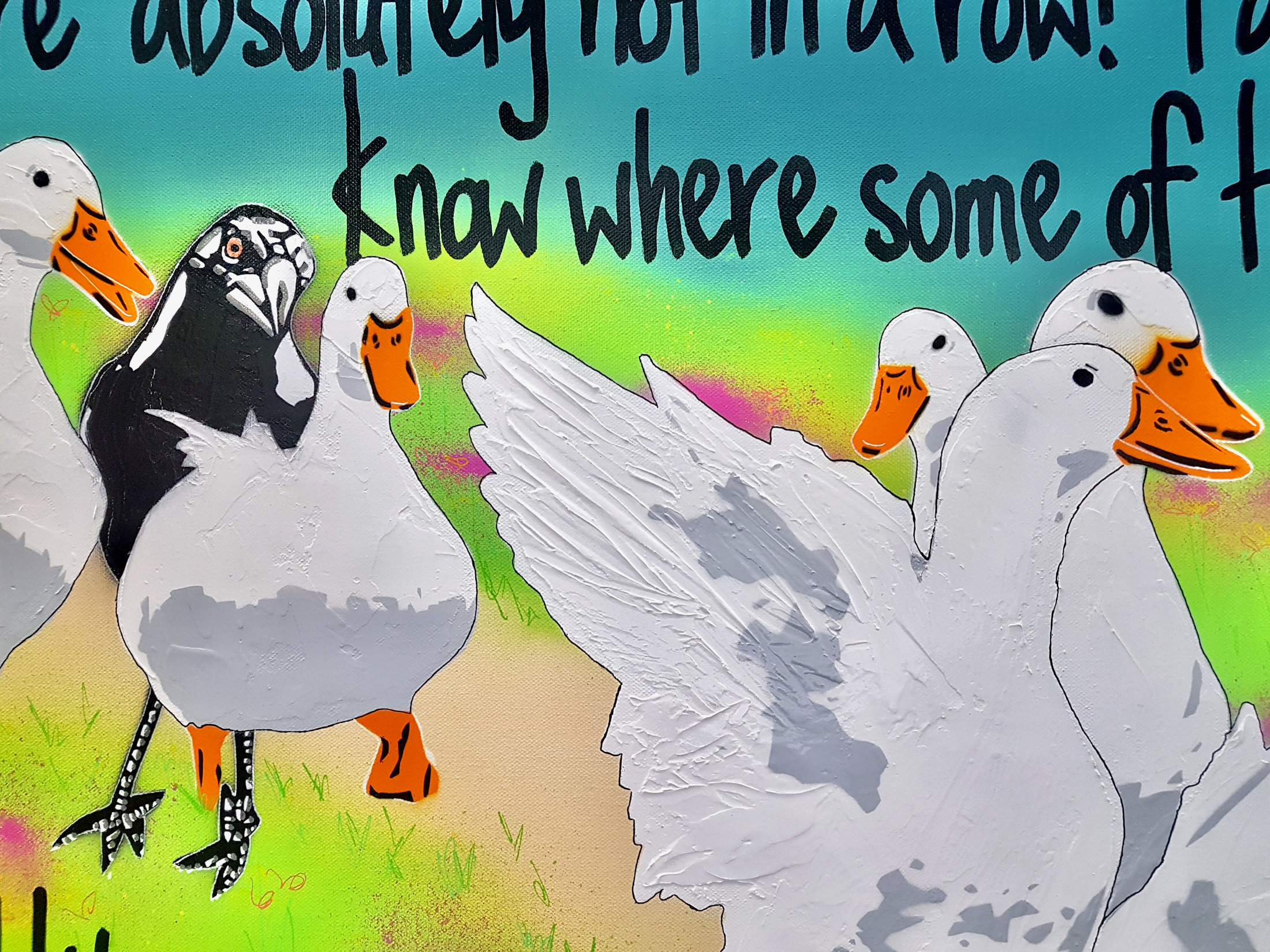 Ducks In A Row! Meadow Pop Art Deborah Lang Art Urban Canvas 4