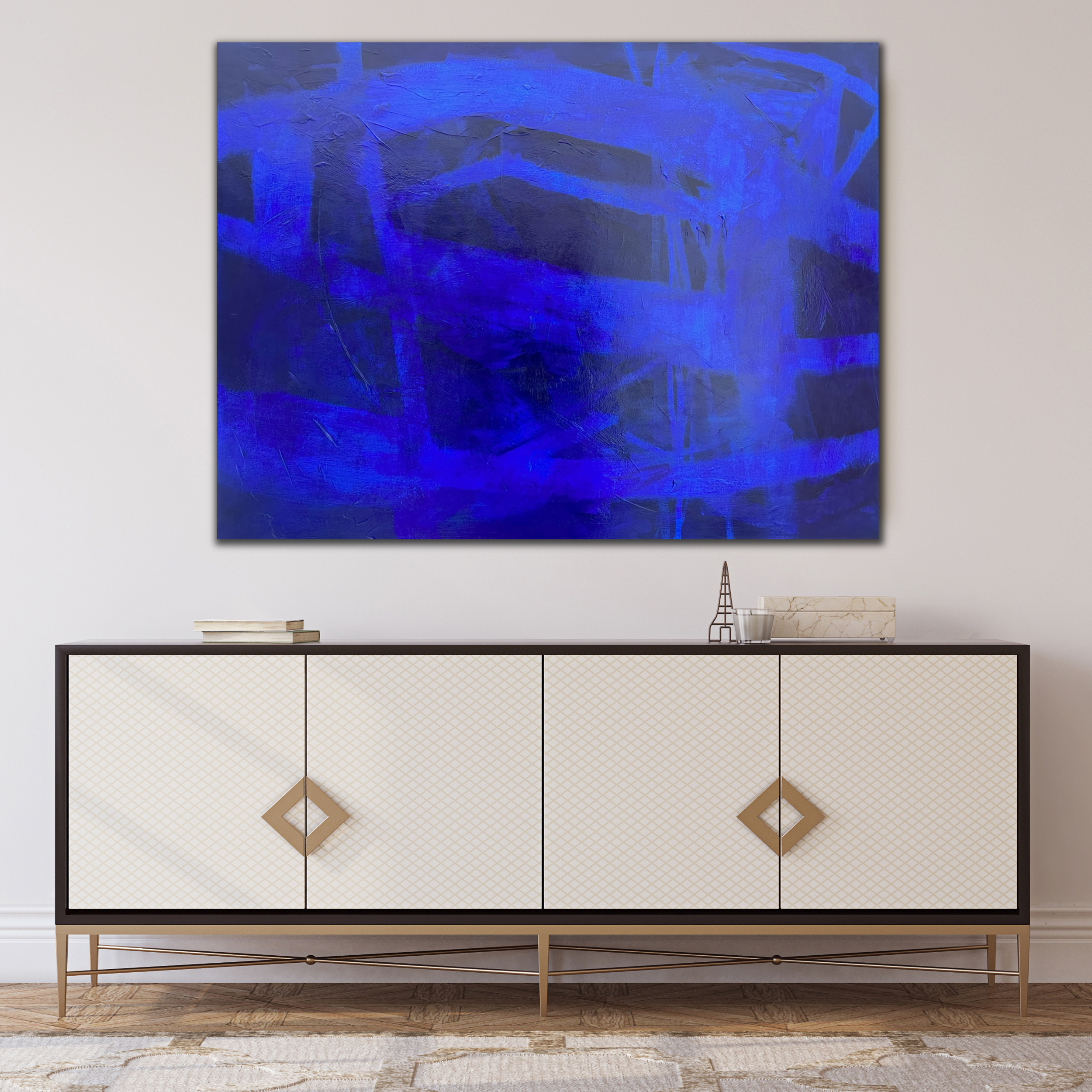 Interior And Frame Mockup. Hallway In Neoclassical Style. 3d Rendering.