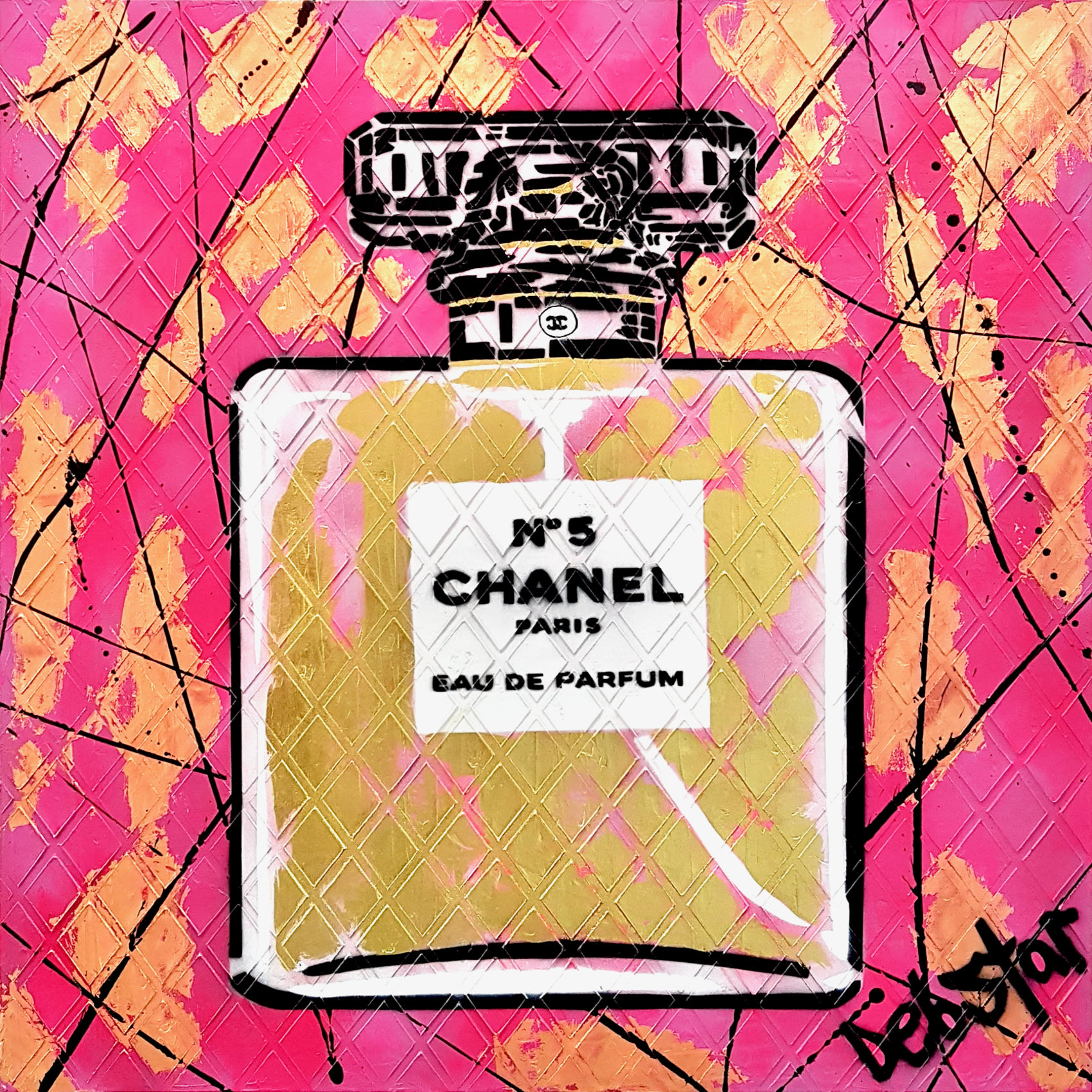 Chanel Coco Noir Perfume' Urban Pop Art Painting by DEBORAH LANG