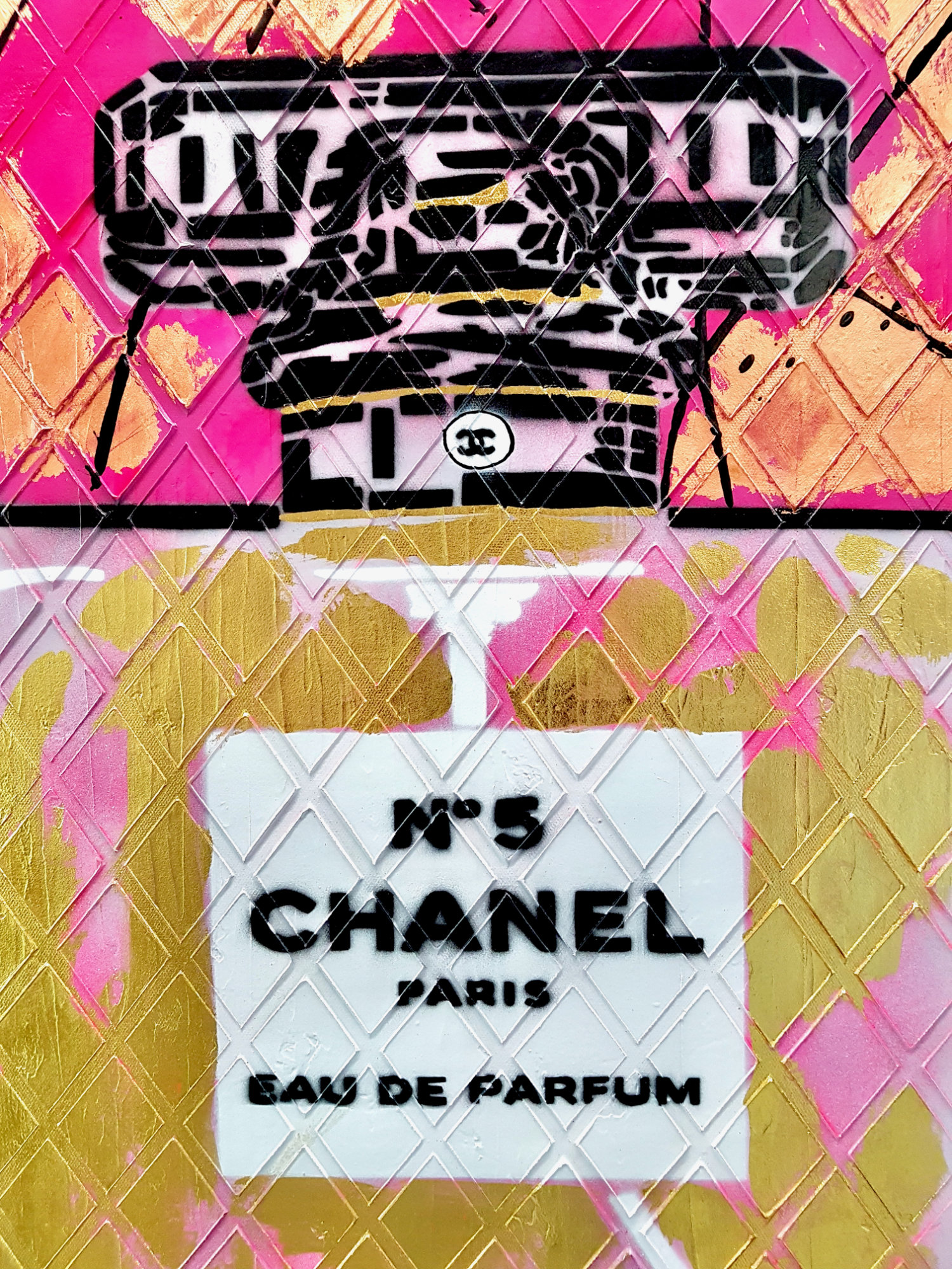Chanel No5 Perfume Bottle Pink Xl Pop Art Deborah Lang Art Urban Canvas 4