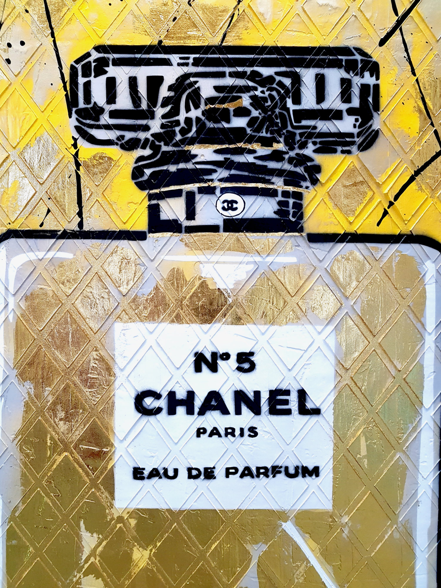Chanel No5 Perfume Bottle Yellow Xl Pop Art Deborah Lang Art Urban Canvas 4