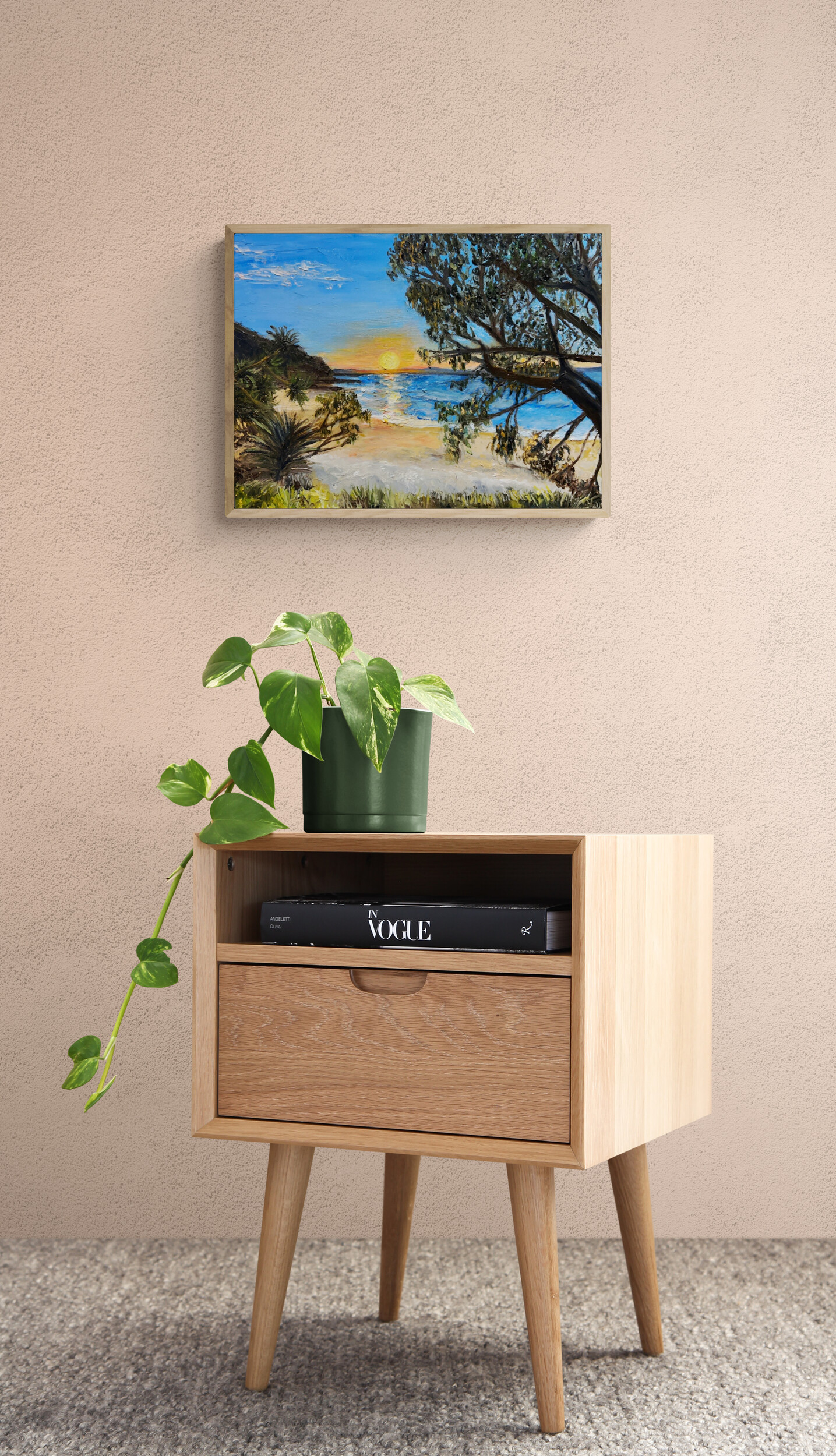 Plant Sitting On Small Cabinet