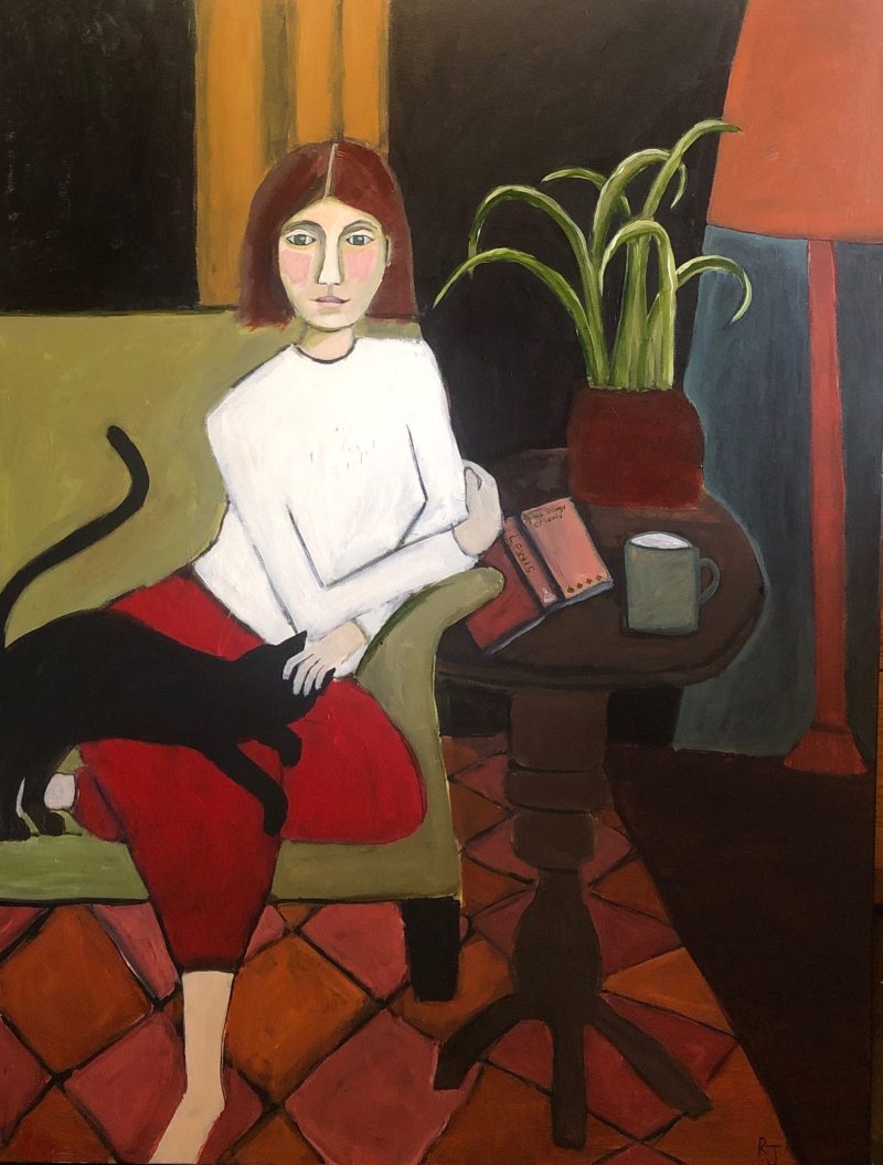 Woman, Seated (With Black Cat)