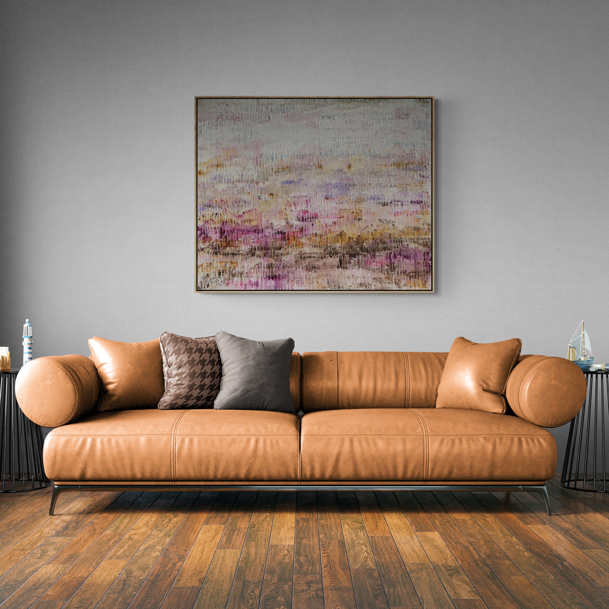 Living Room With Large Leather Sofa (13)