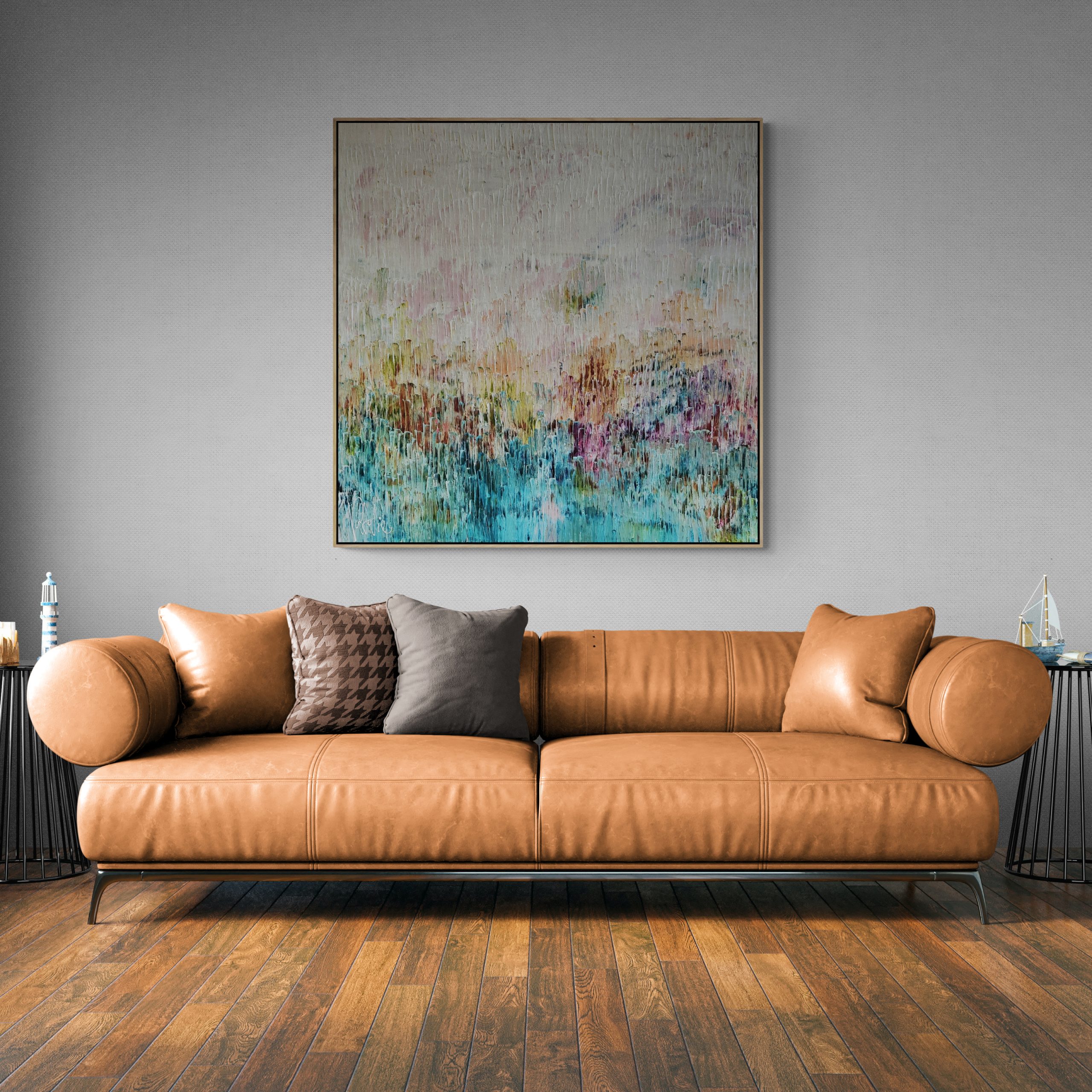 Living Room With Large Leather Sofa (11)