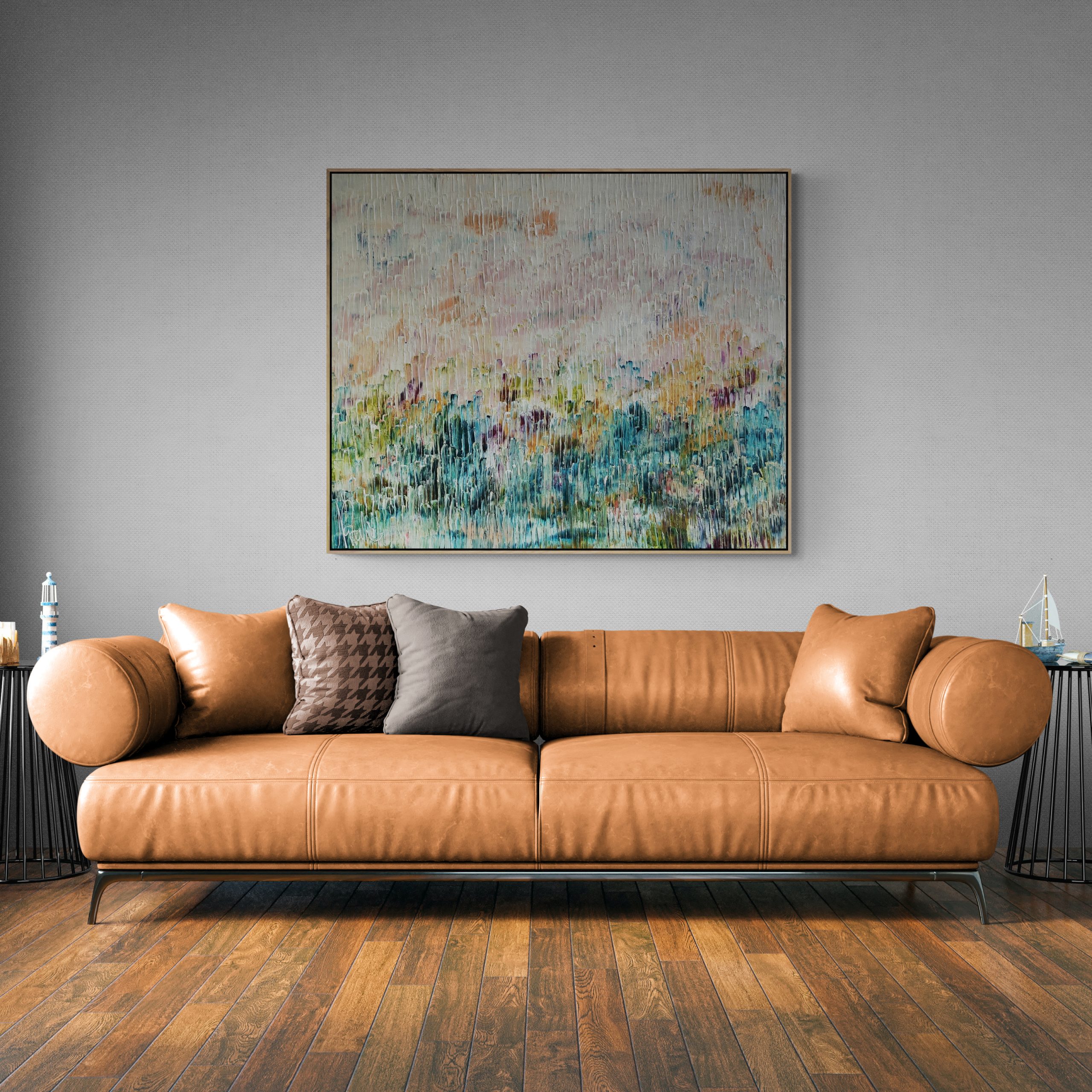 Living Room With Large Leather Sofa (12)