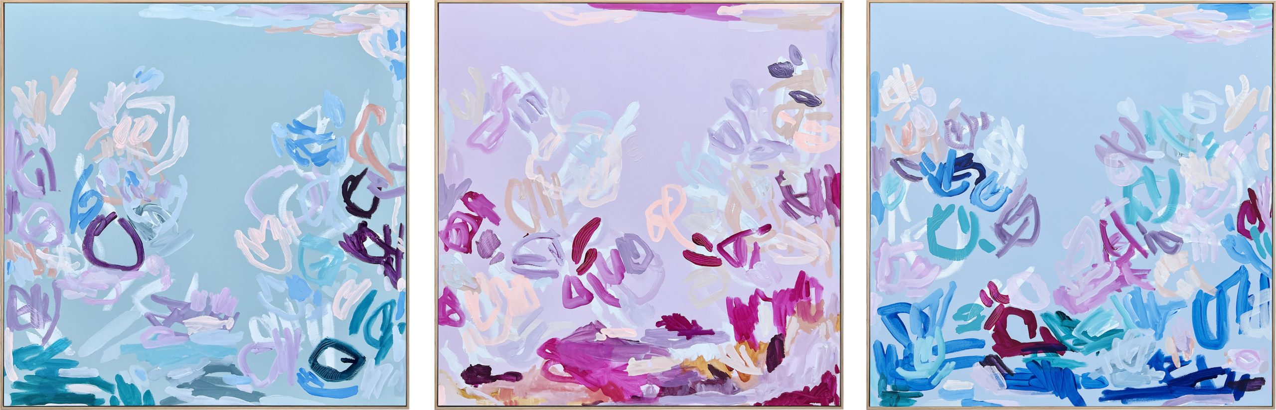 Triptych Rebecca Koerting Modern Abstract Frame Ar