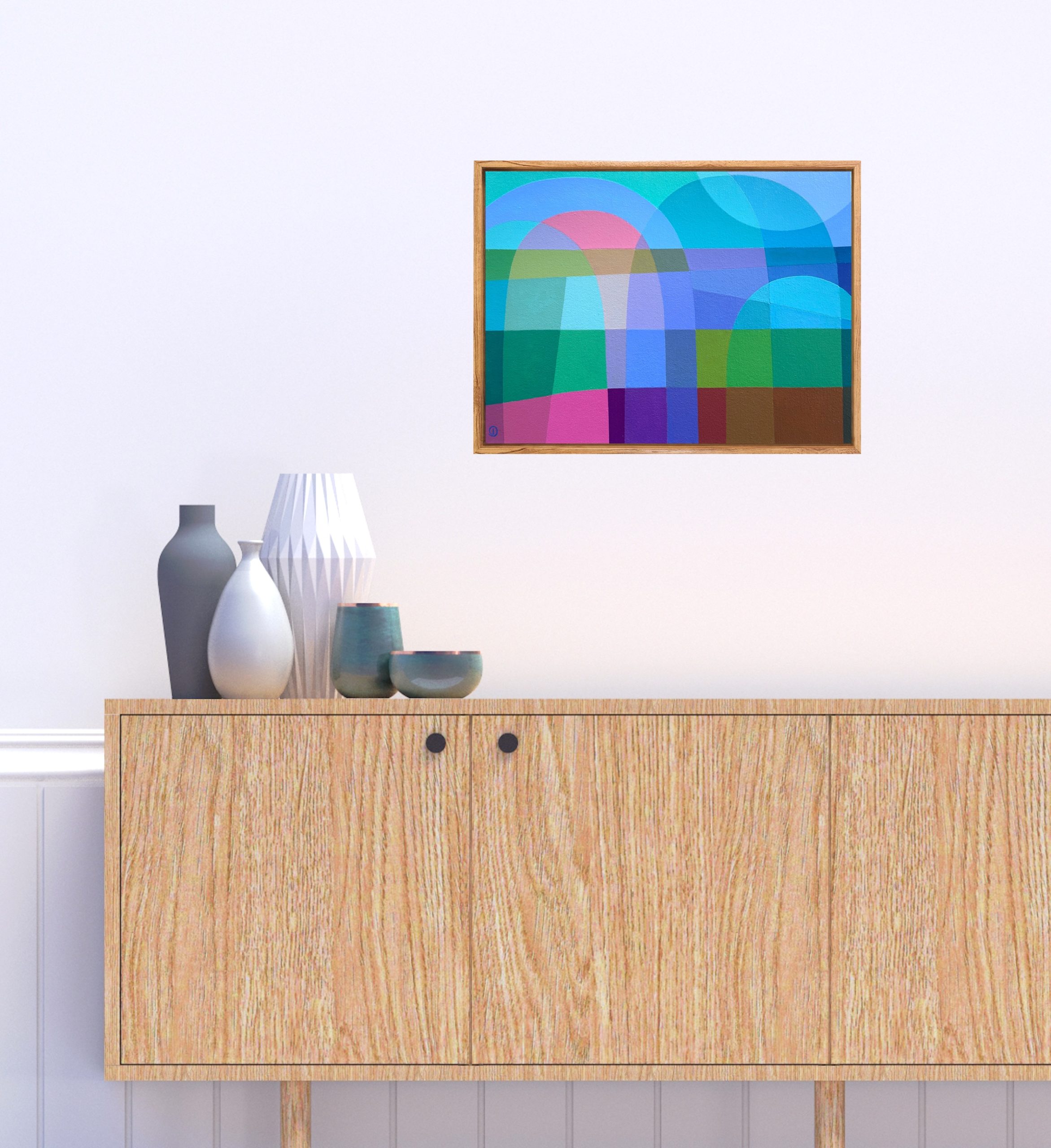 Charlotte De Pace Seaside Meditation Ii Insitu Above Sideboard Art Lovers Australia