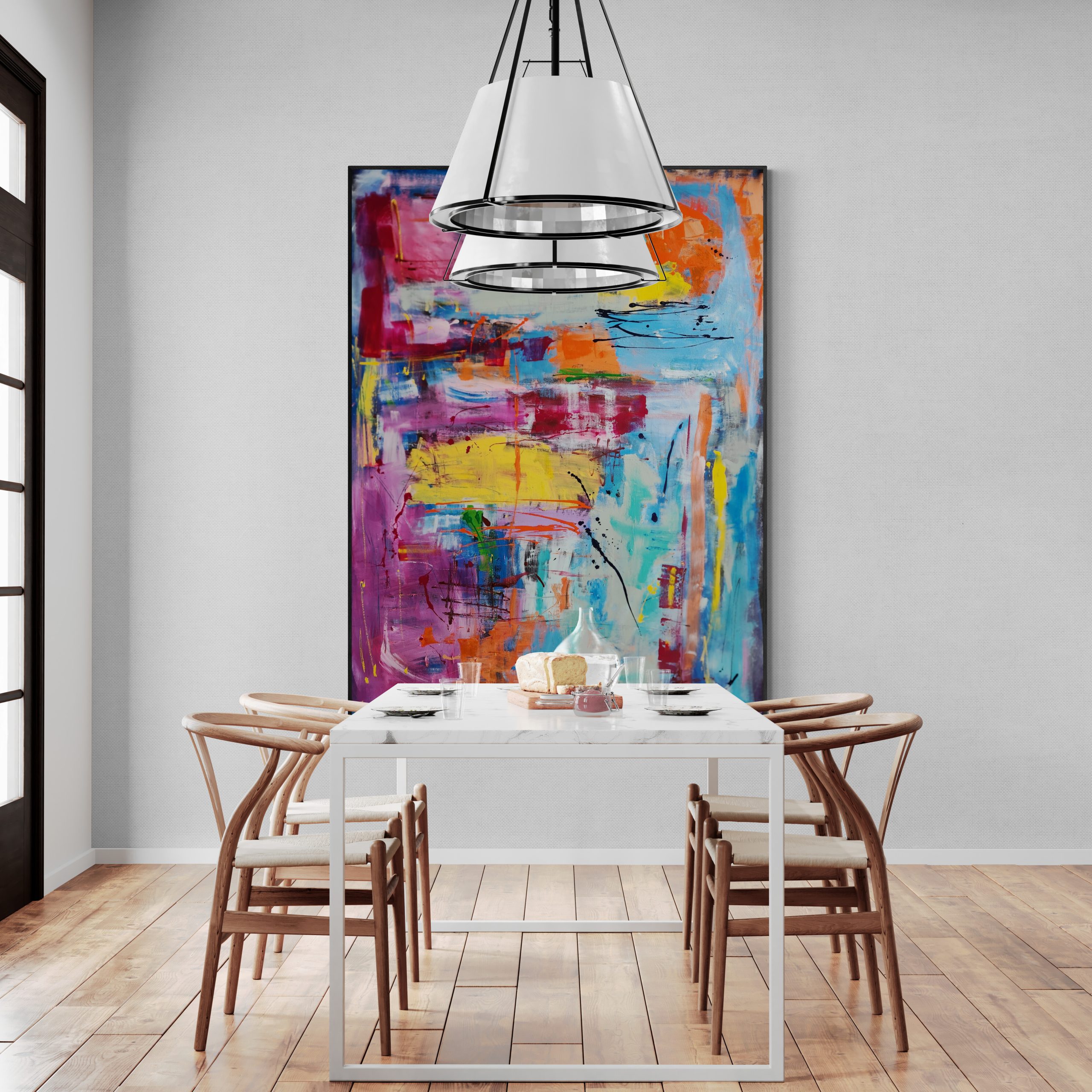 Dining Room With Large Hanging Lights (1)