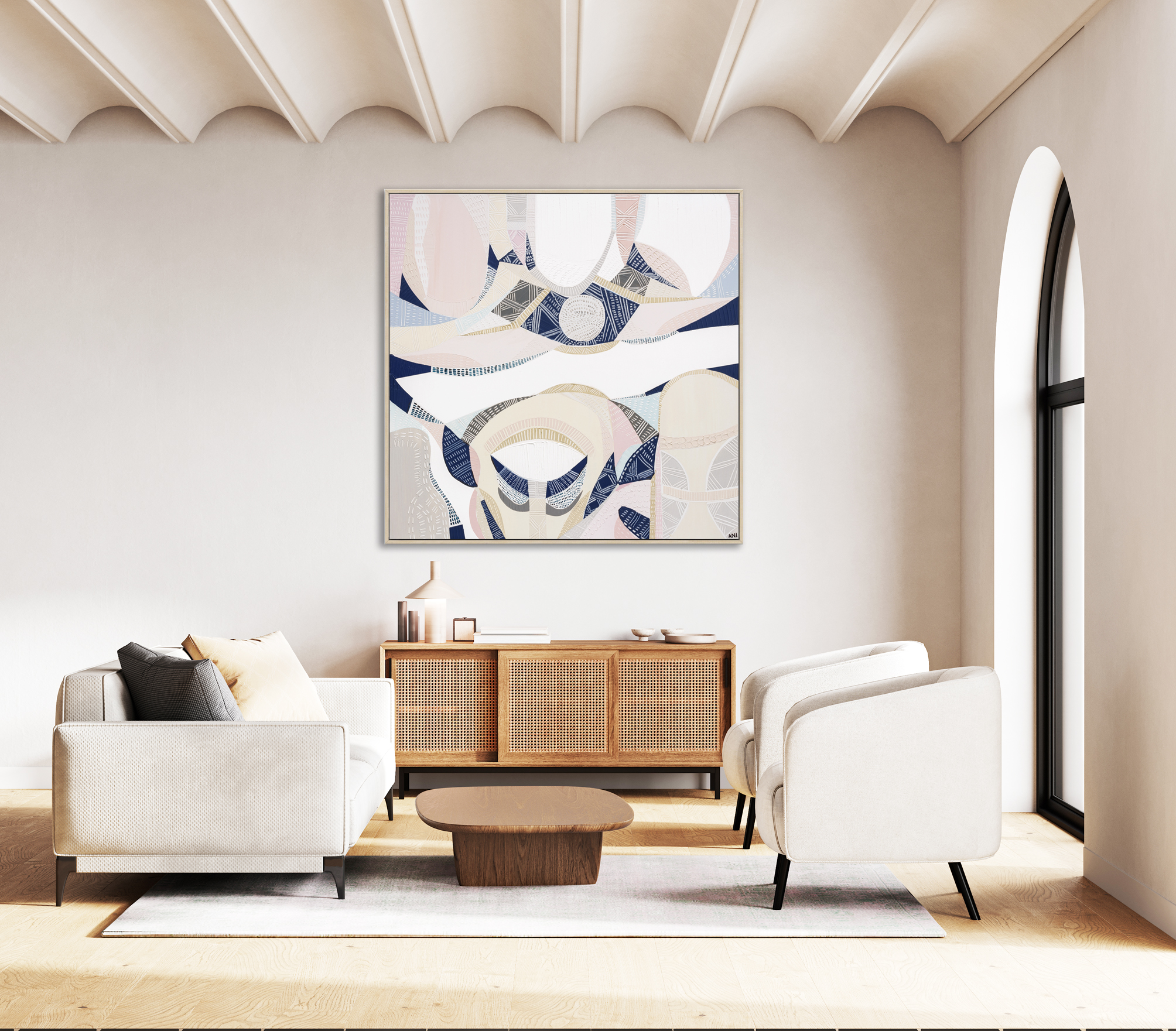 Light Beige Room Interior, Living Room Interior Mockup, Empty Be