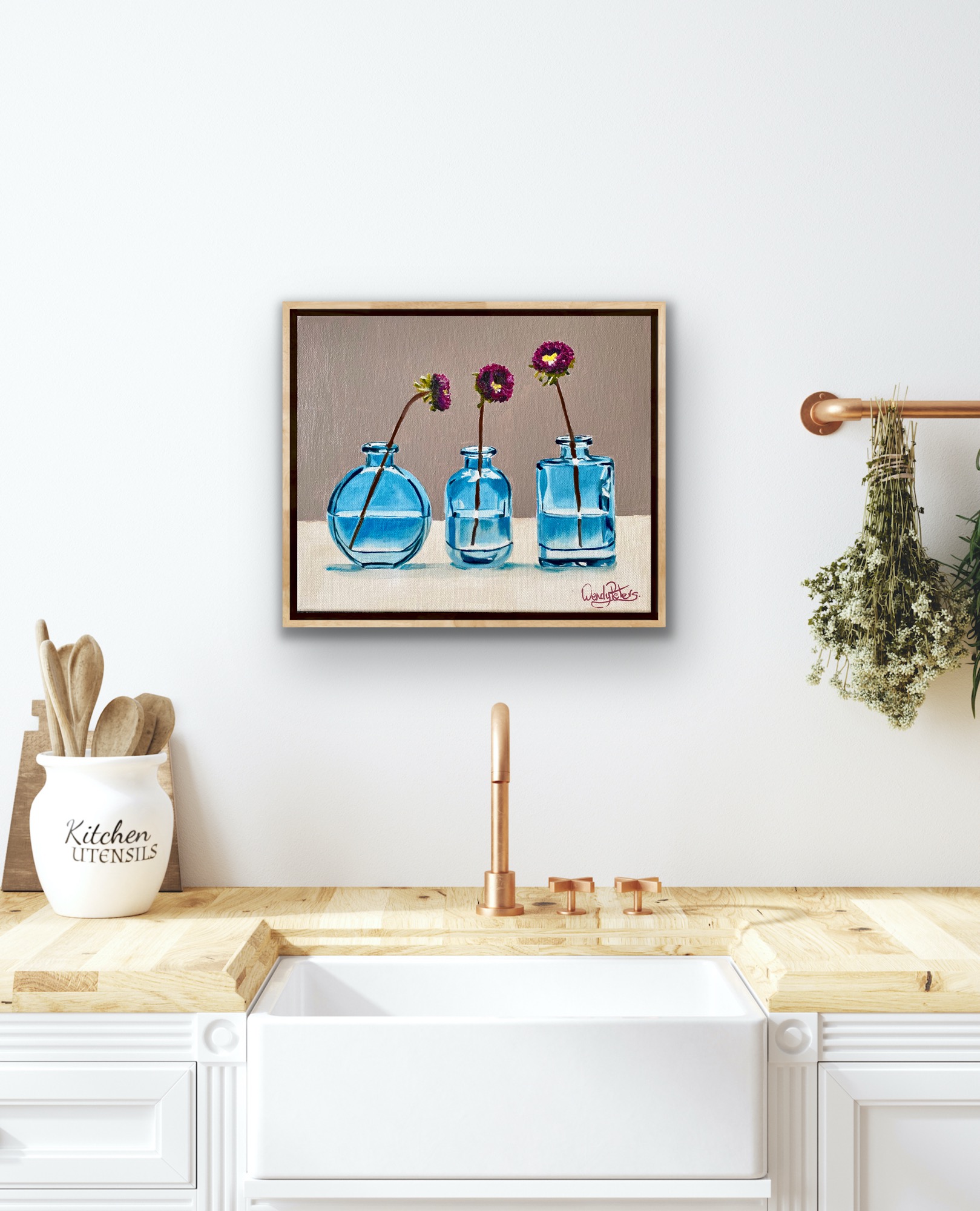 Three Blue Vases Insitu3 Wendy Peters