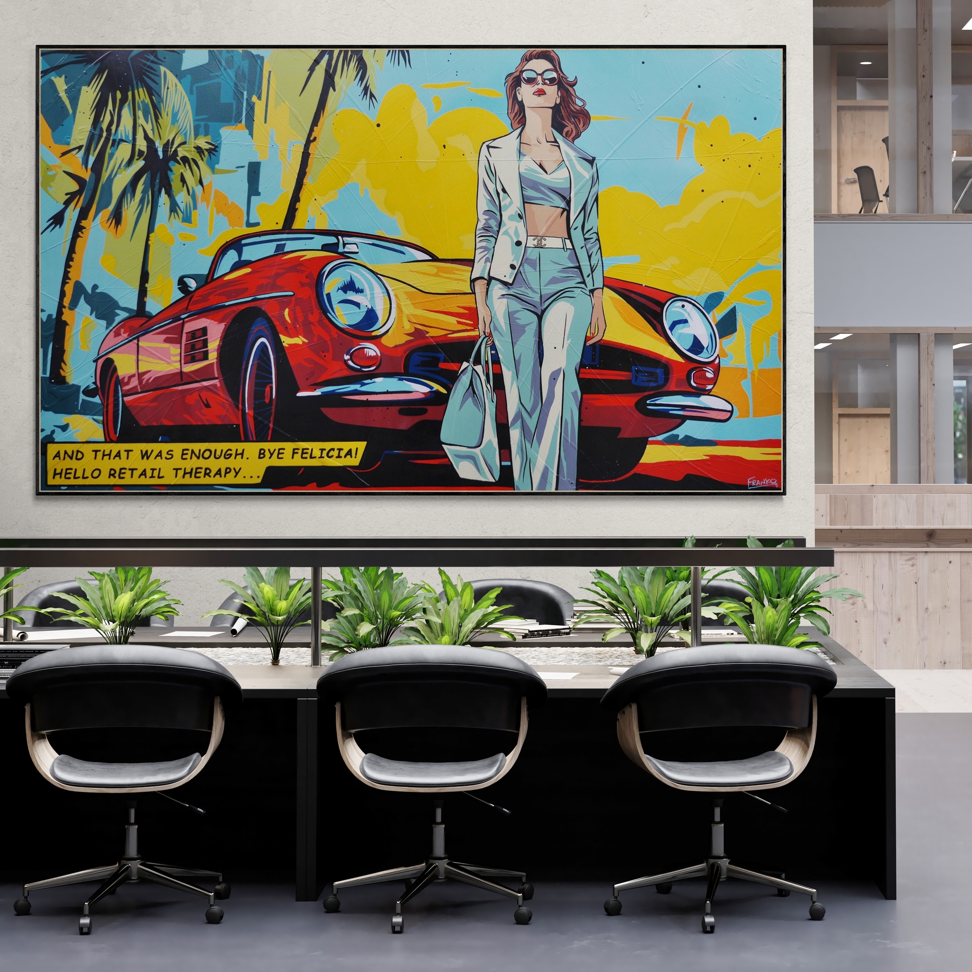 Open Plan Office With Feature Wall