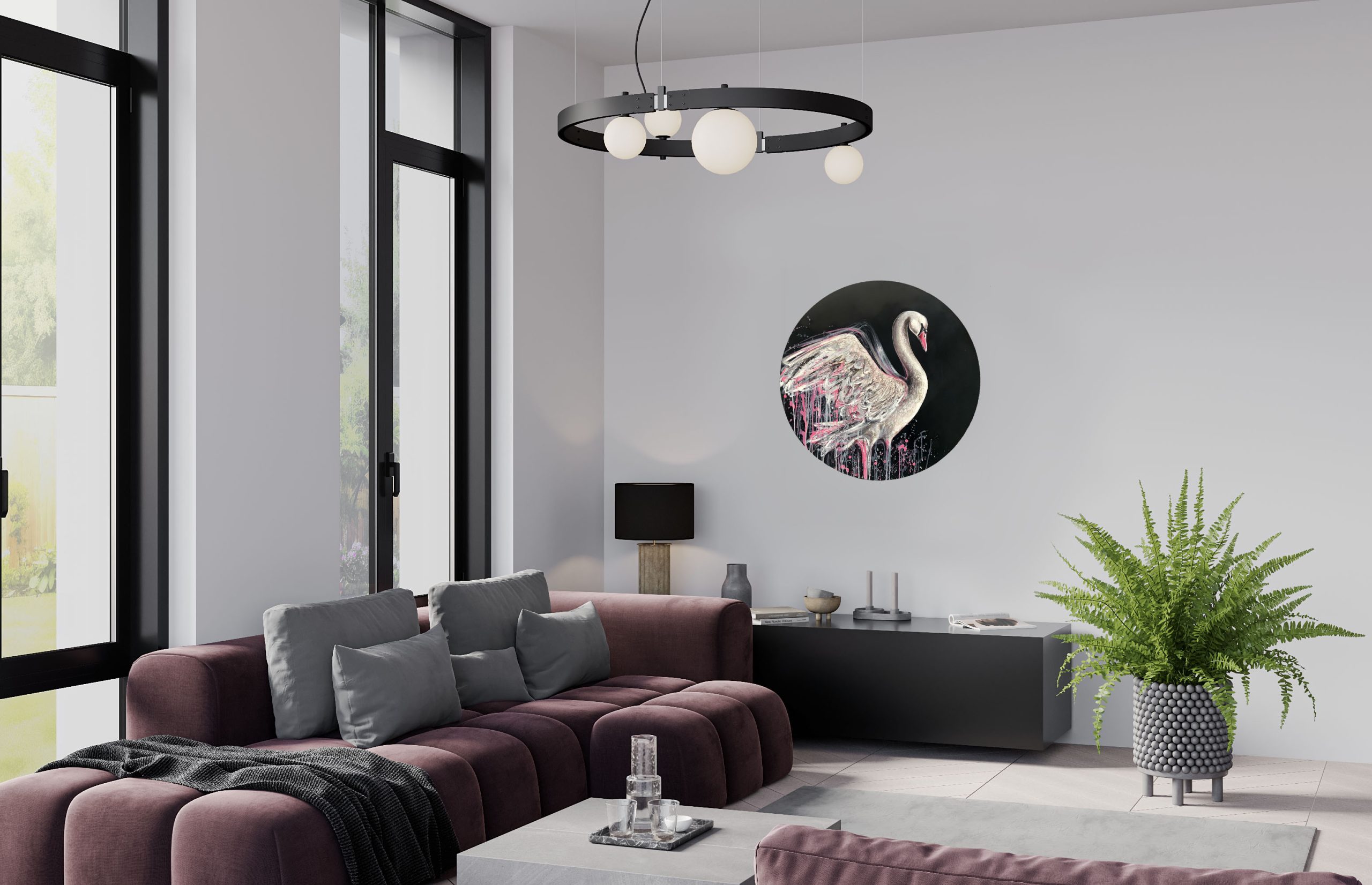 Sydney Artist Leni Kae Swan Spirit Dance Of Love 75x75 Interior Design Lounge Room