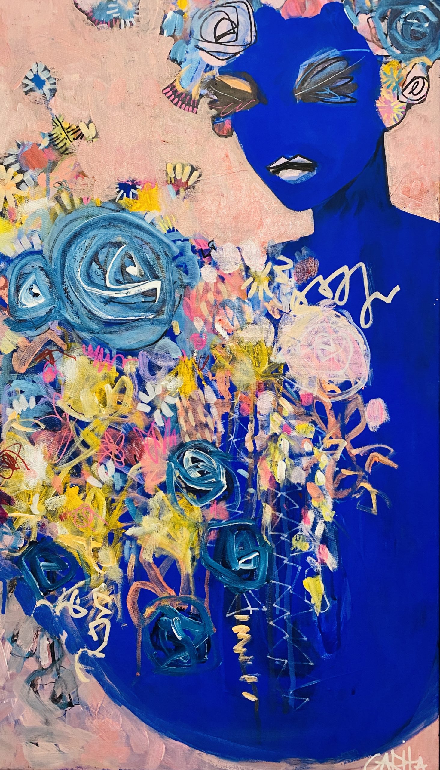 Carita Farrer Spencer Nouveau Blue 1 79.5 X 45 Cm Acrylic On Canvas (2)