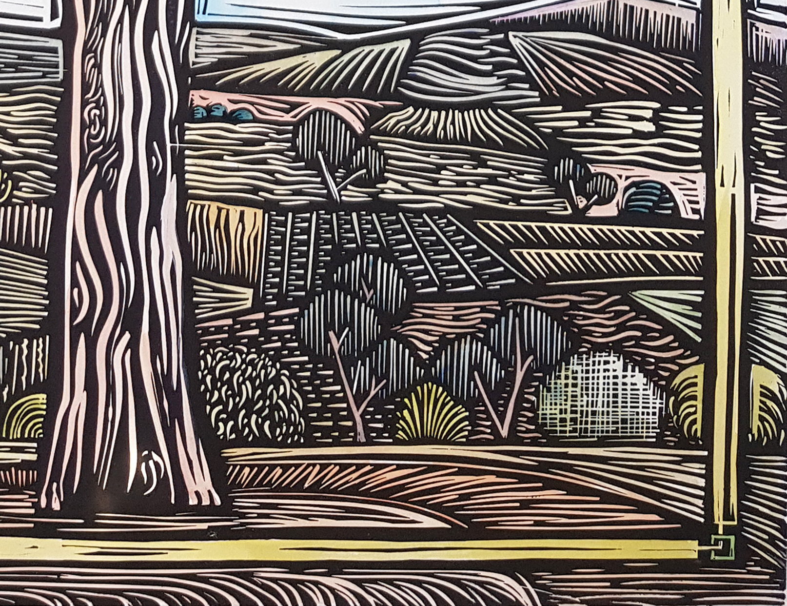 Afternoon Rest 1 Of 5 By Nicola Cowie Linocut Landscape