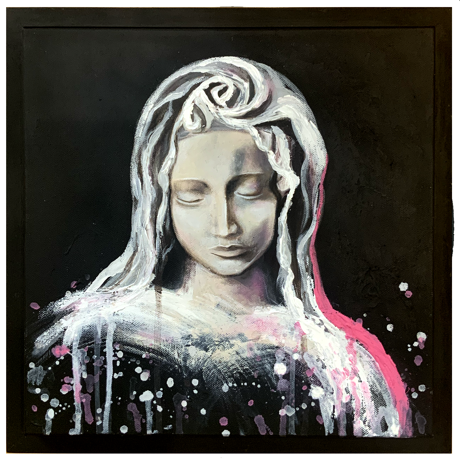 Sydney Artist Leni Kae Madonna Of The Rose 30x30 Framed