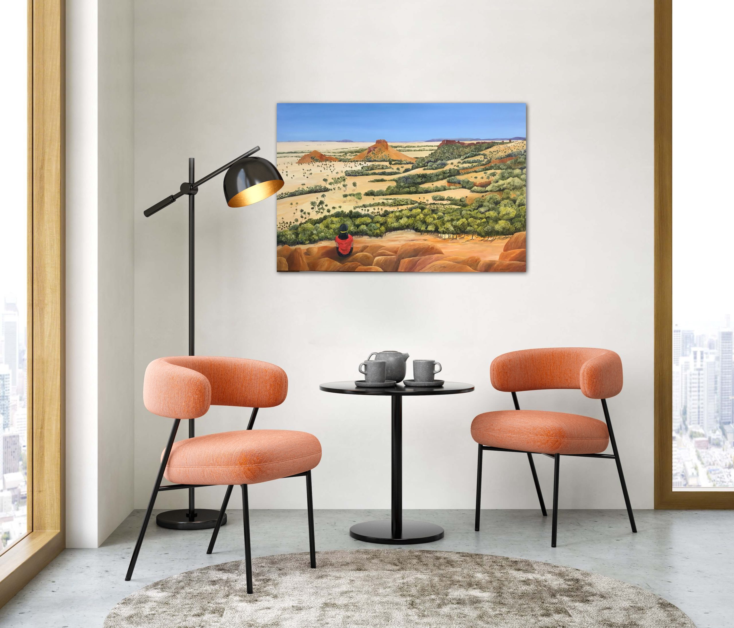 Lyn Graham Young Woman On Country Oil On Linen 91.5 X 61 In Situ Table