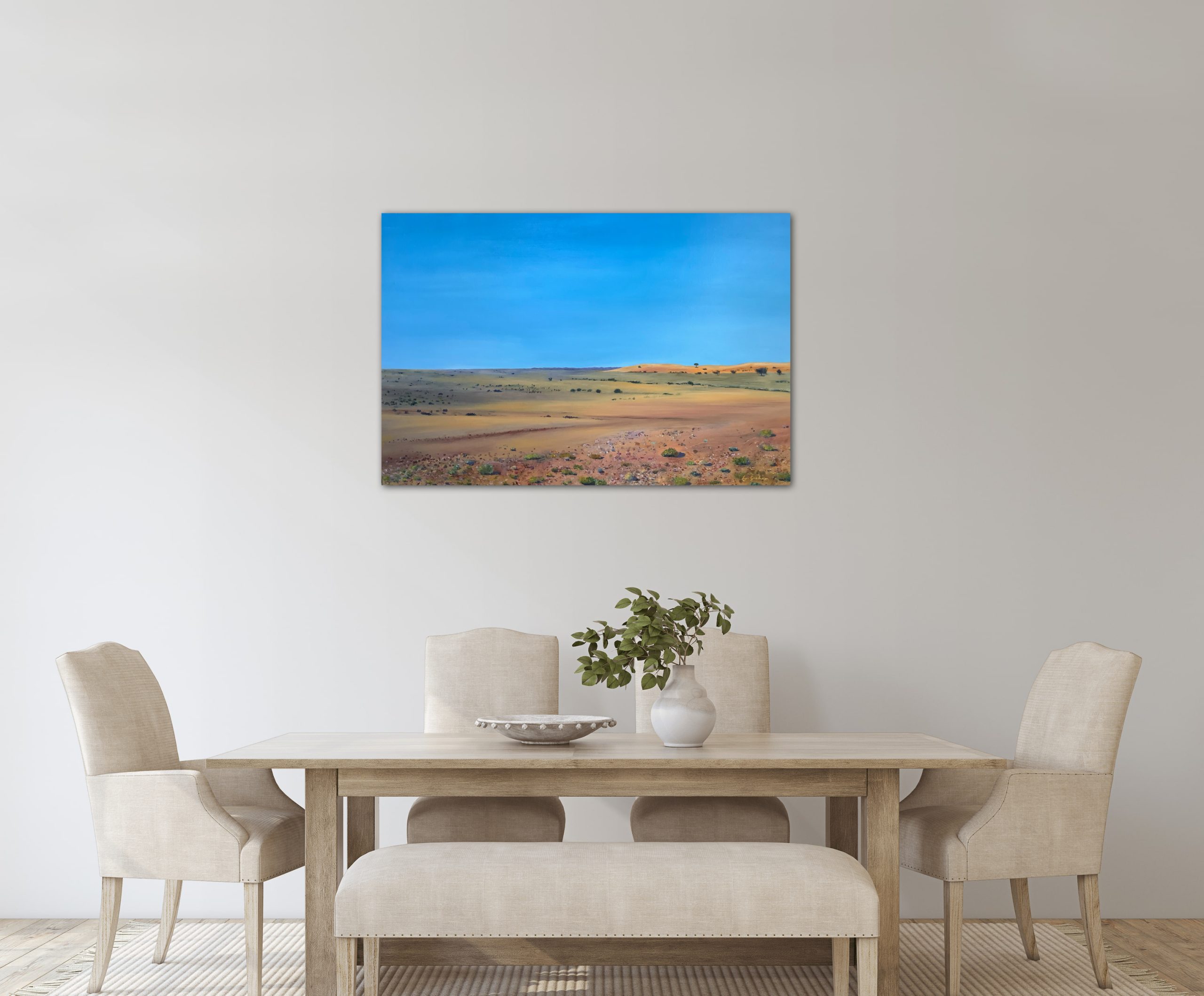 Lyn Graham First Dune Oil On Linen 91.5 X 61 In Situ Table