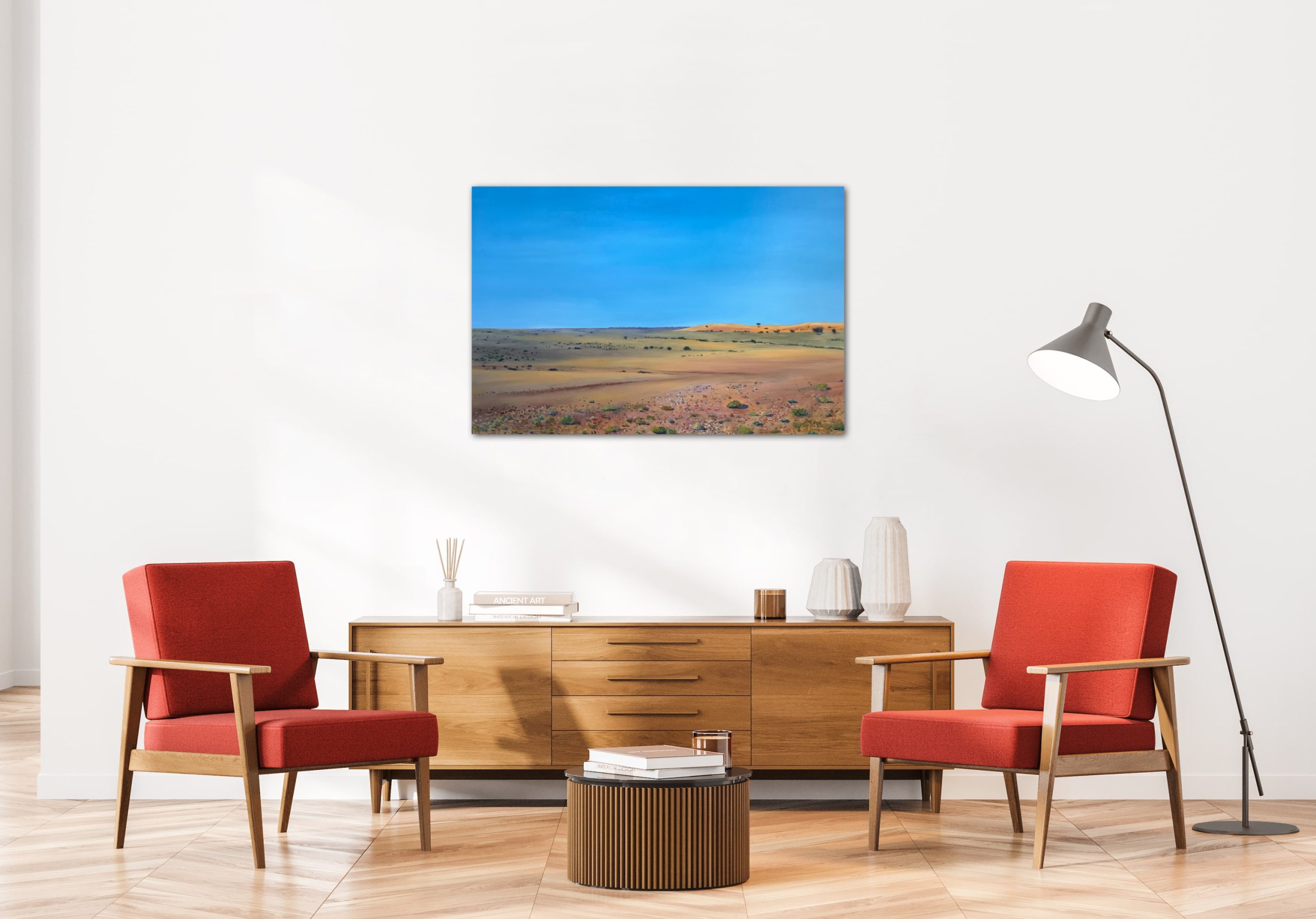 Lyn Graham First Dune Oil On Linen 91.5 X 61 In Situ Sideboard